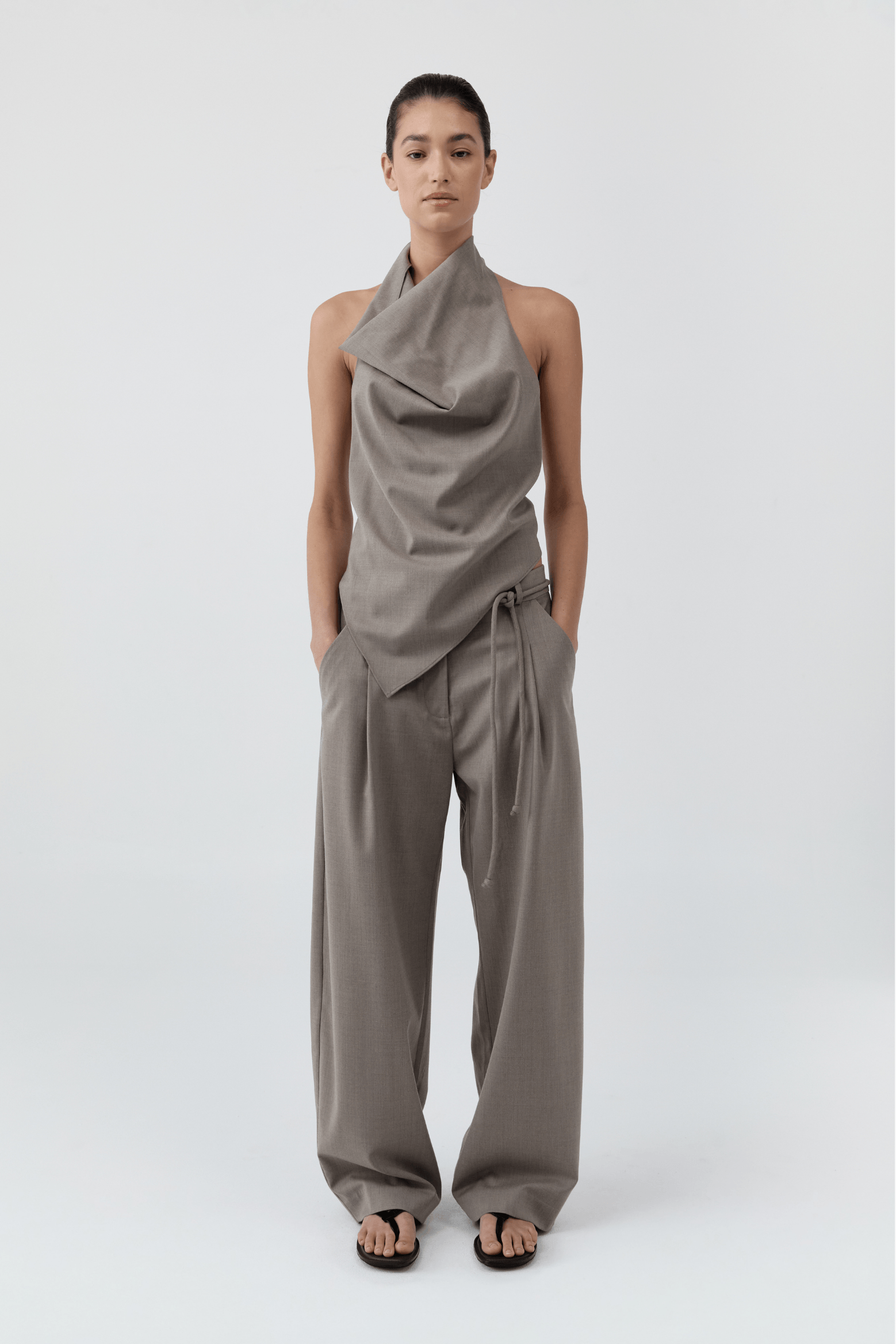 WOOL COWL BACKLESS TOP