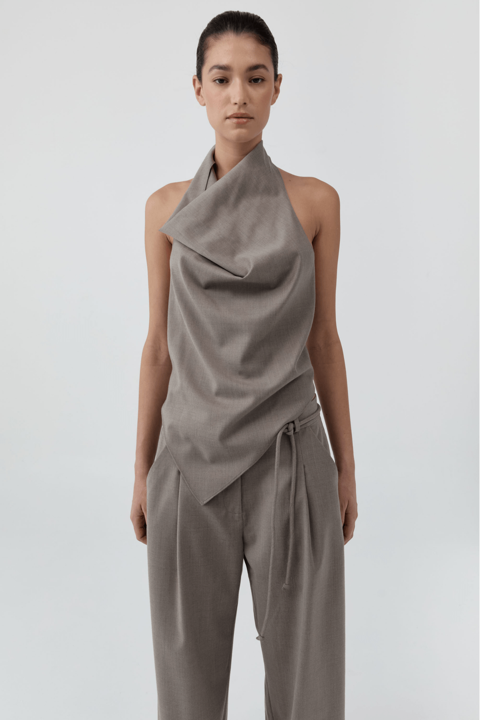 WOOL COWL BACKLESS TOP