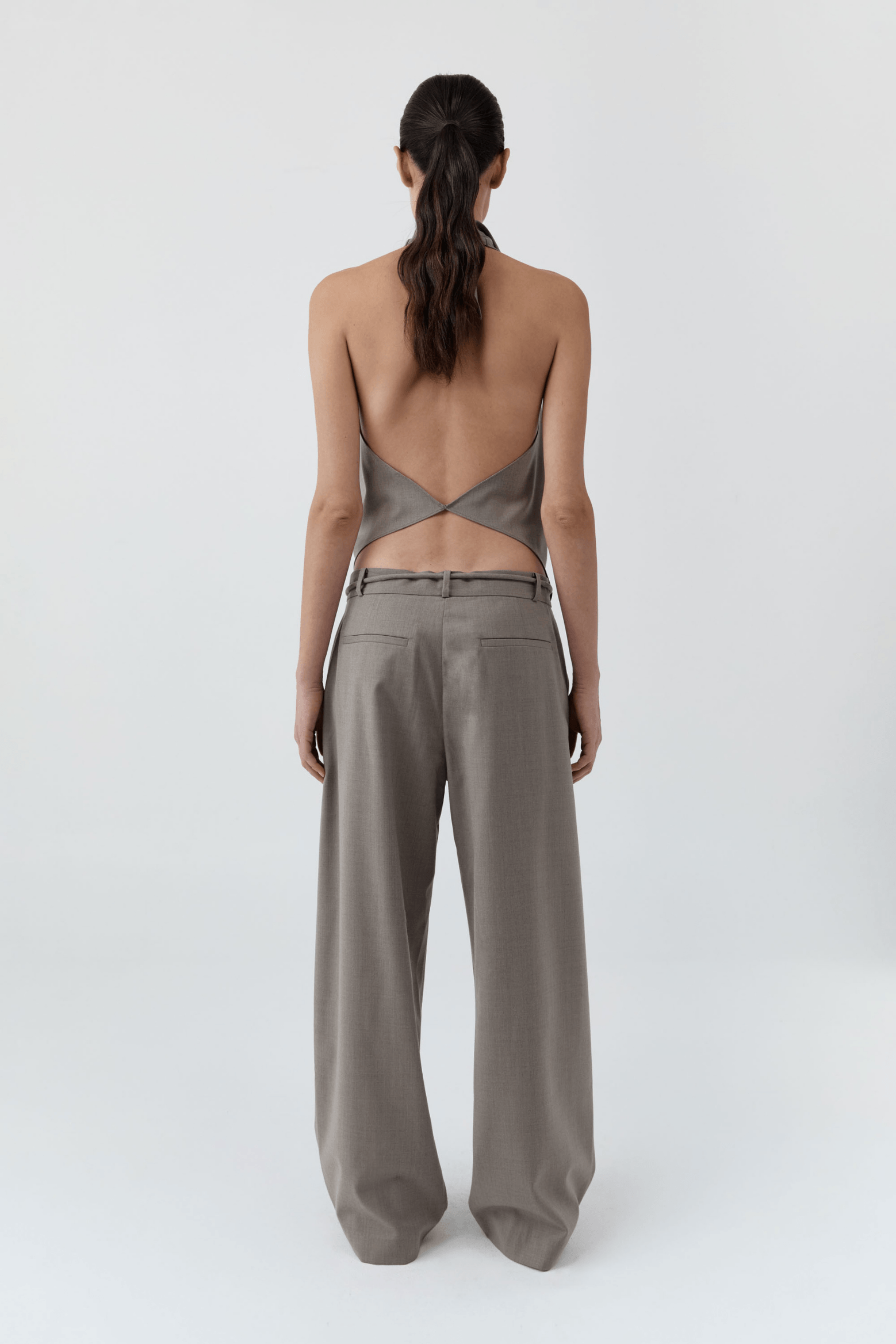 WOOL COWL BACKLESS TOP