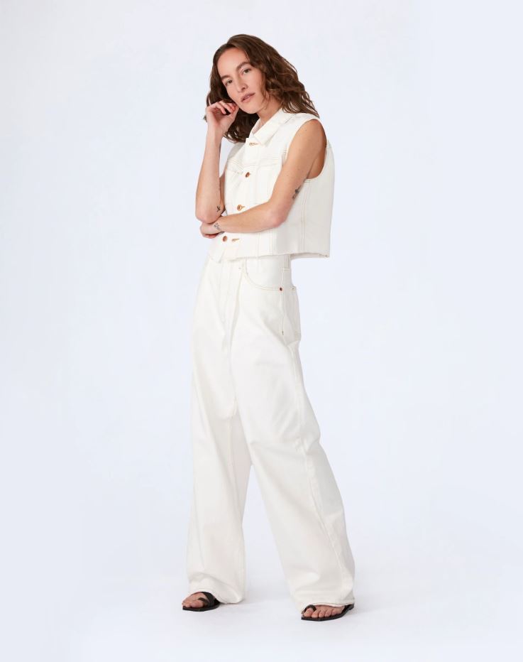 Slvrlake Taylor Wide Pleat Jean in Natural White available at TNT The New Trend Australia.