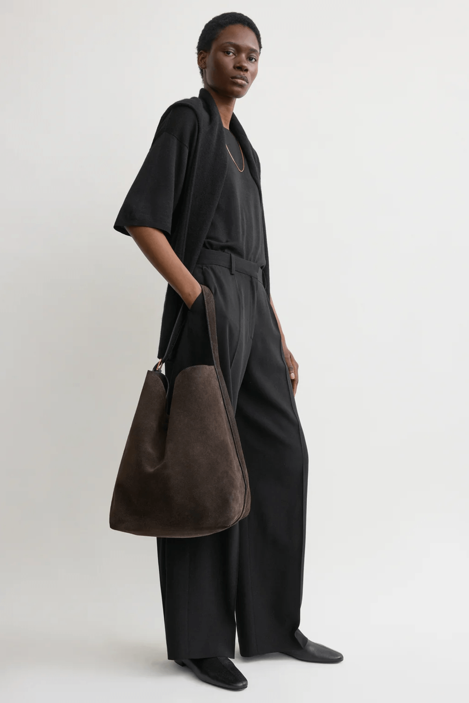 BELTED SUEDE TOTE