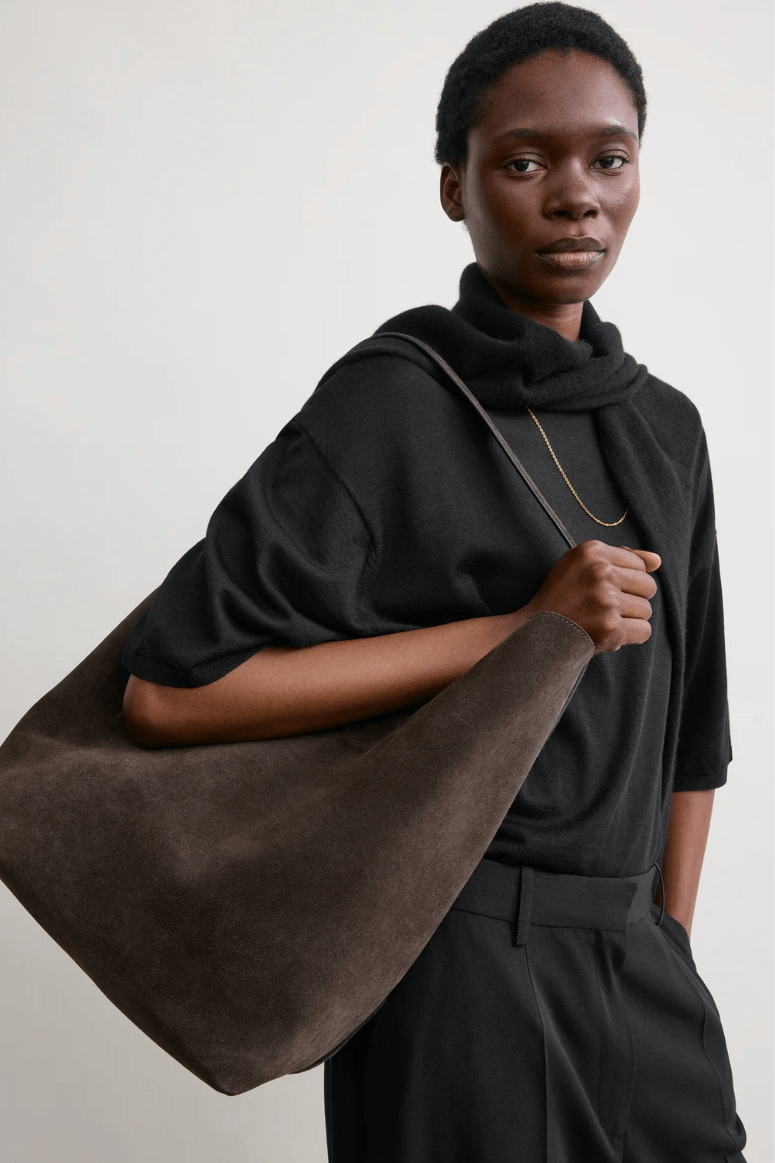 BELTED SUEDE TOTE