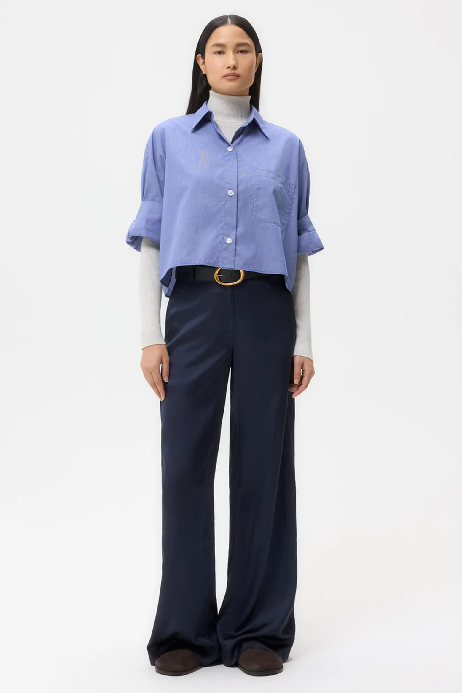 TWP NEXT EX SHIRT IN WHITE/NAVY | THE NEW TREND 