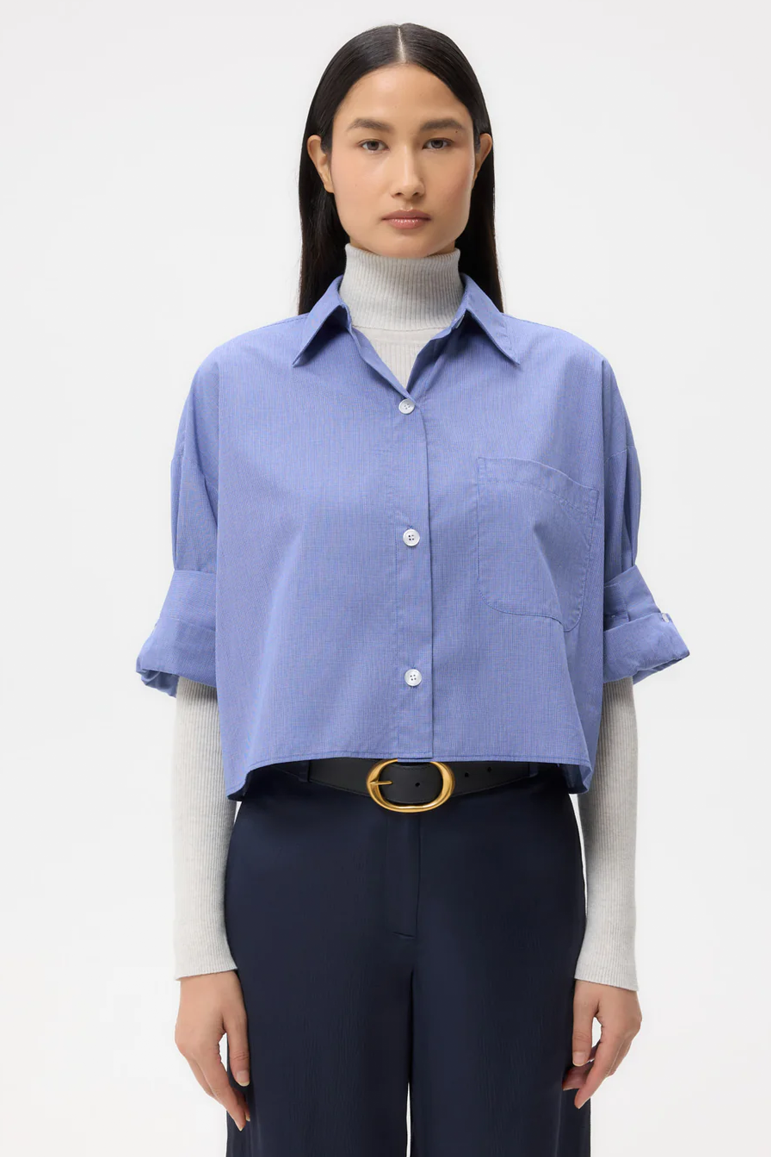 TWP NEXT EX SHIRT IN WHITE/NAVY | THE NEW TREND 