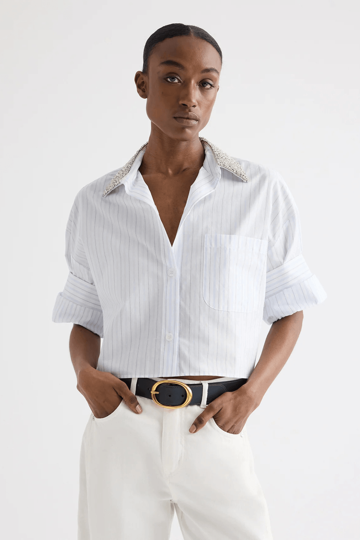 NEXT EX SHIRT W/ CRYSTAL COLLAR