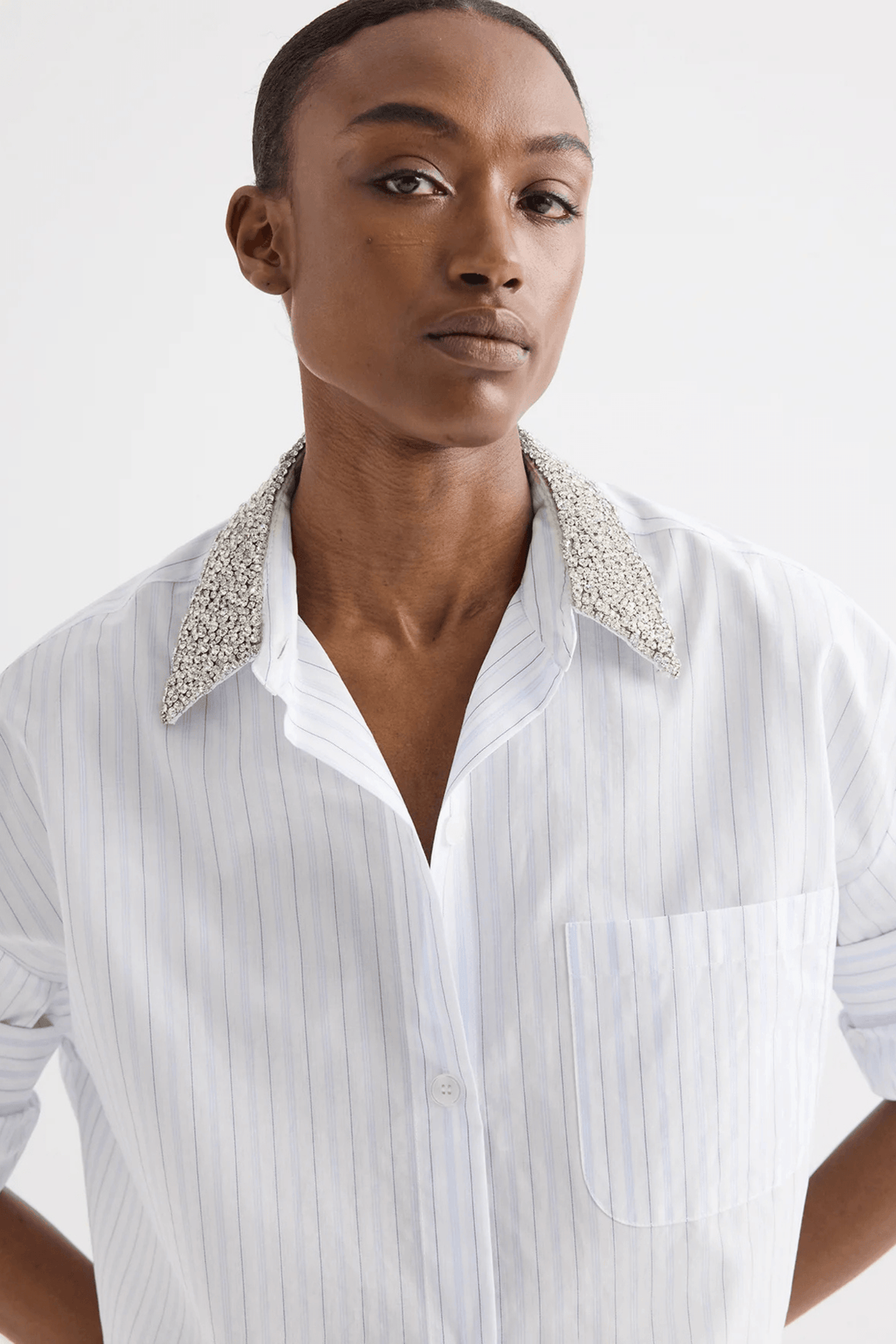 NEXT EX SHIRT W/ CRYSTAL COLLAR