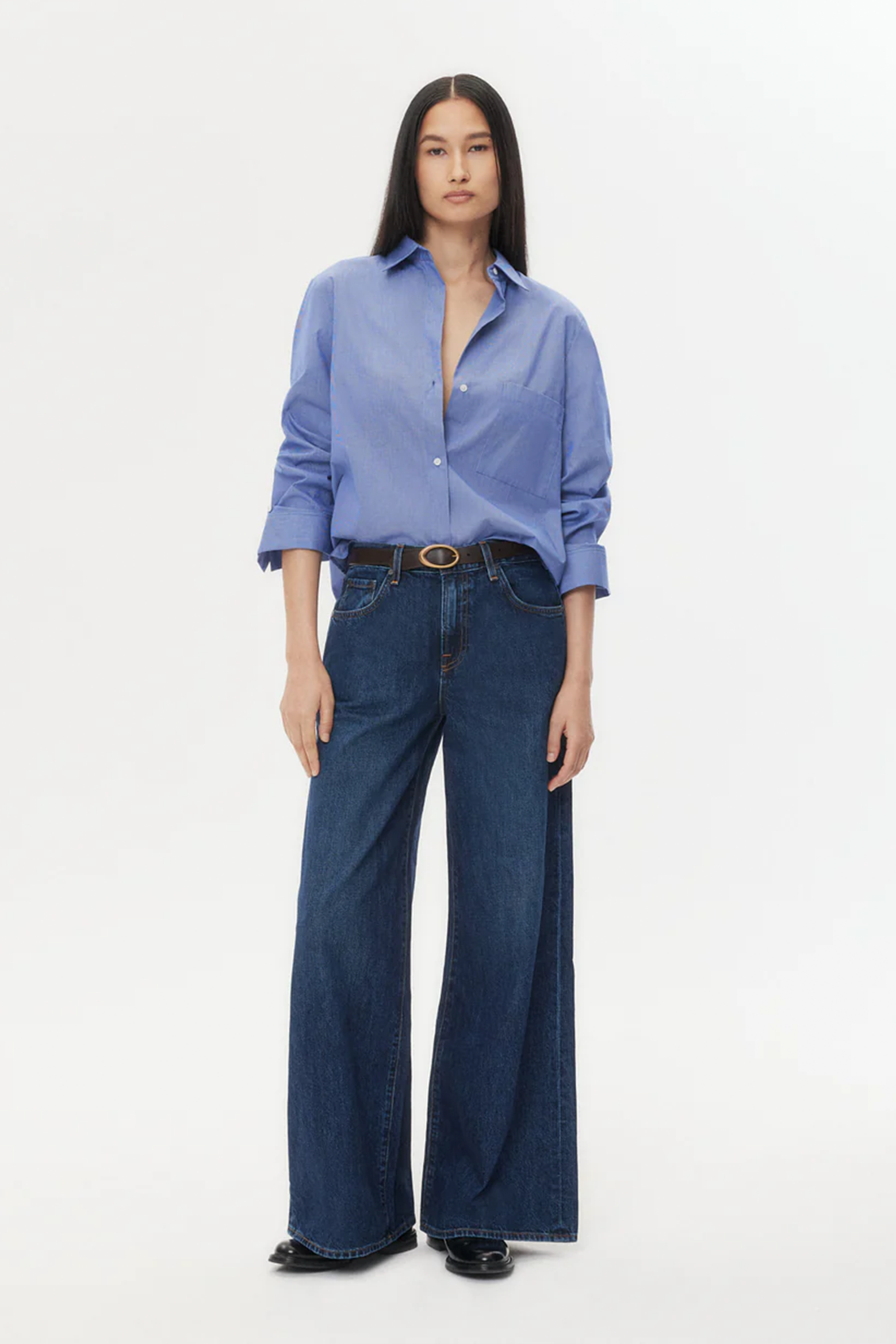 TWP NEXT MORNING SHIRT IN WHITE/NAVY | THE NEW TREND

