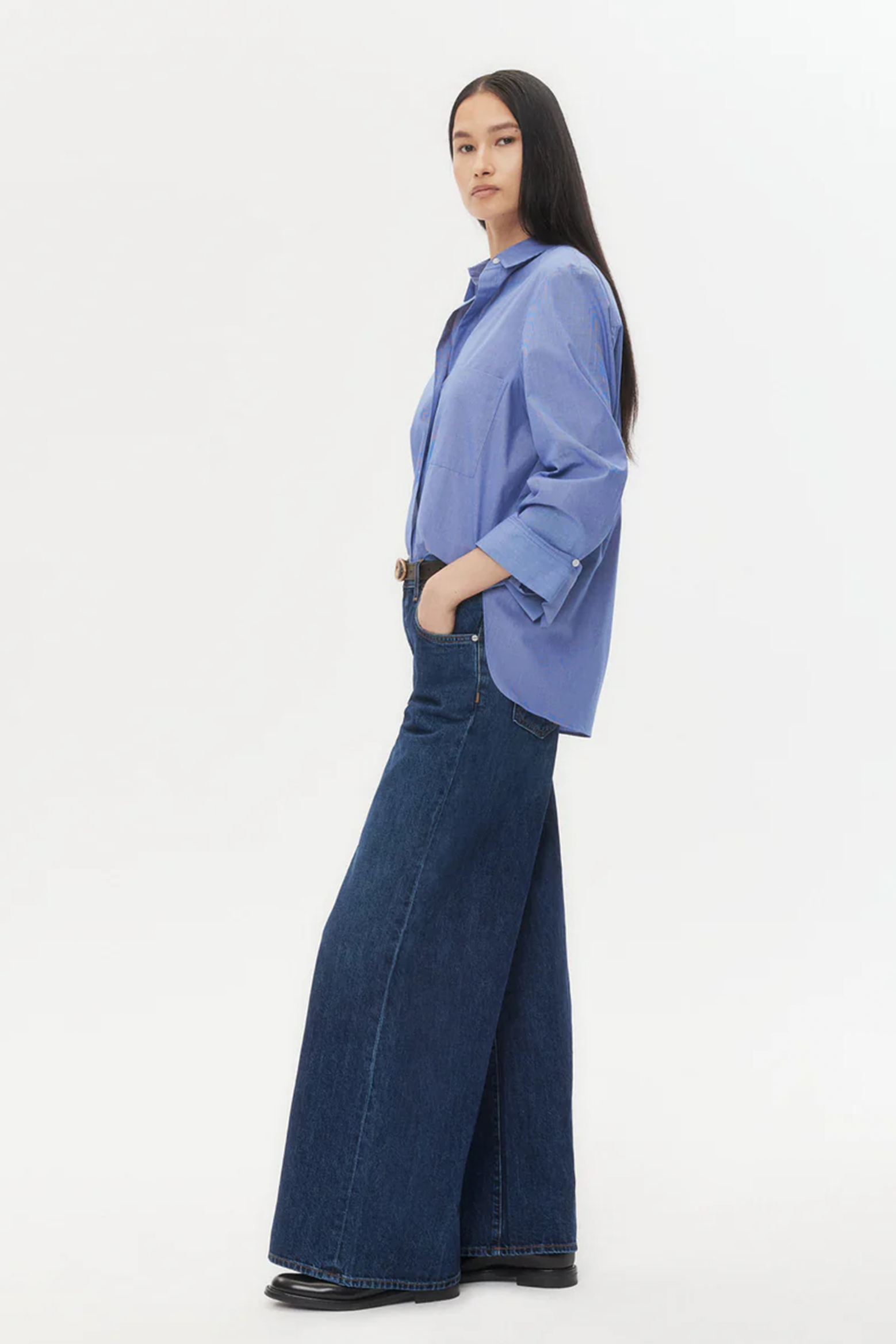 TWP NEXT MORNING SHIRT IN WHITE/NAVY | THE NEW TREND

