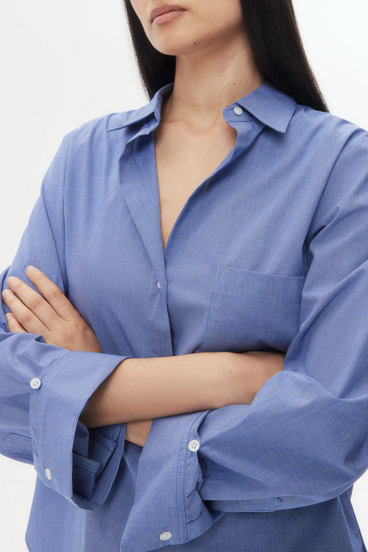 TWP NEXT MORNING SHIRT IN WHITE/NAVY | THE NEW TREND

