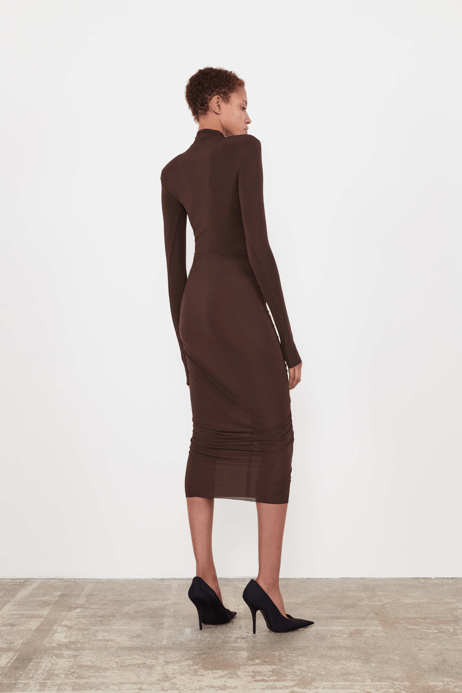 RUCHED MIDI SKIRT