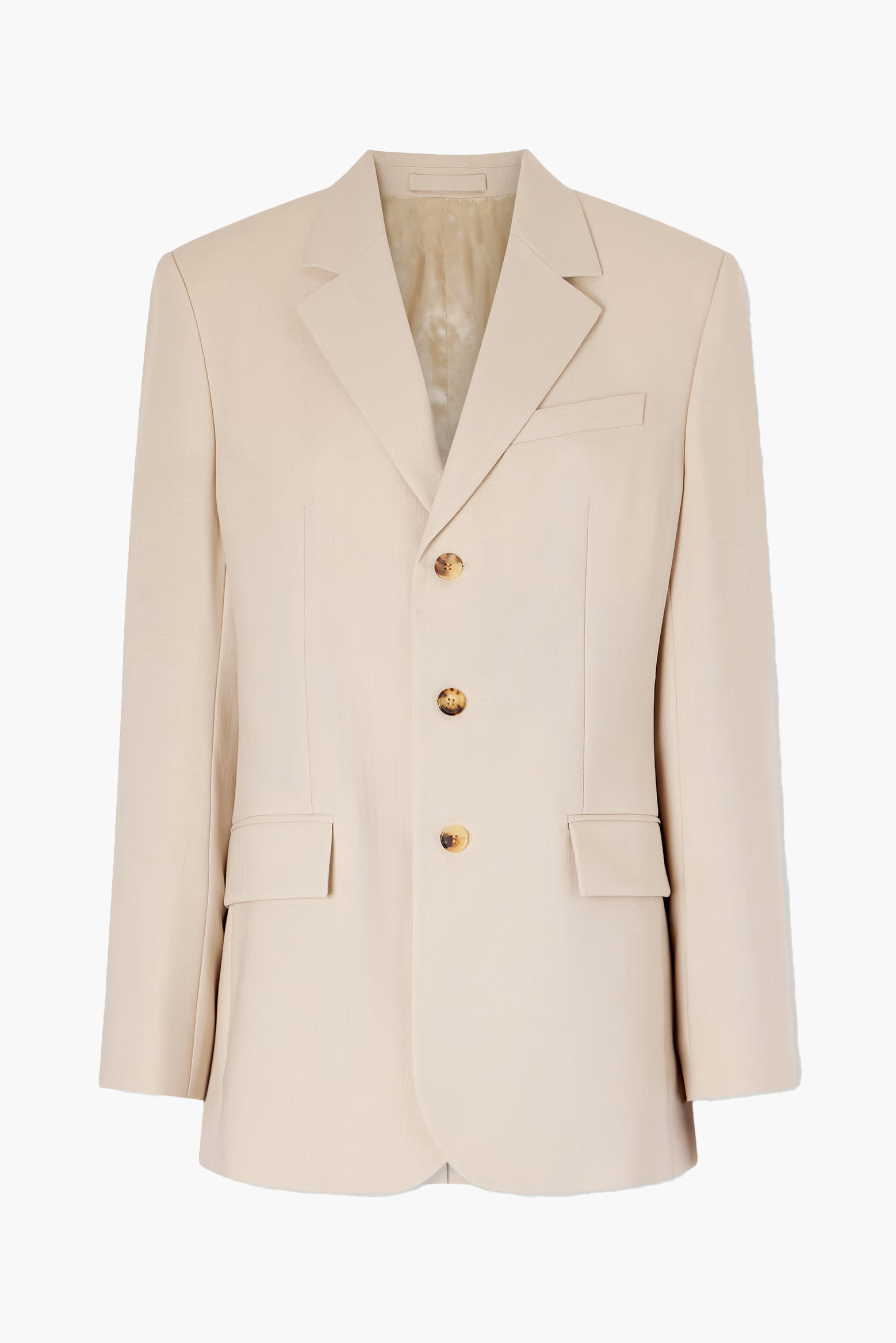 WARDROBE.NYC LIGHT LONGLINE BLAZER IN SAND | THE NEW TREND
