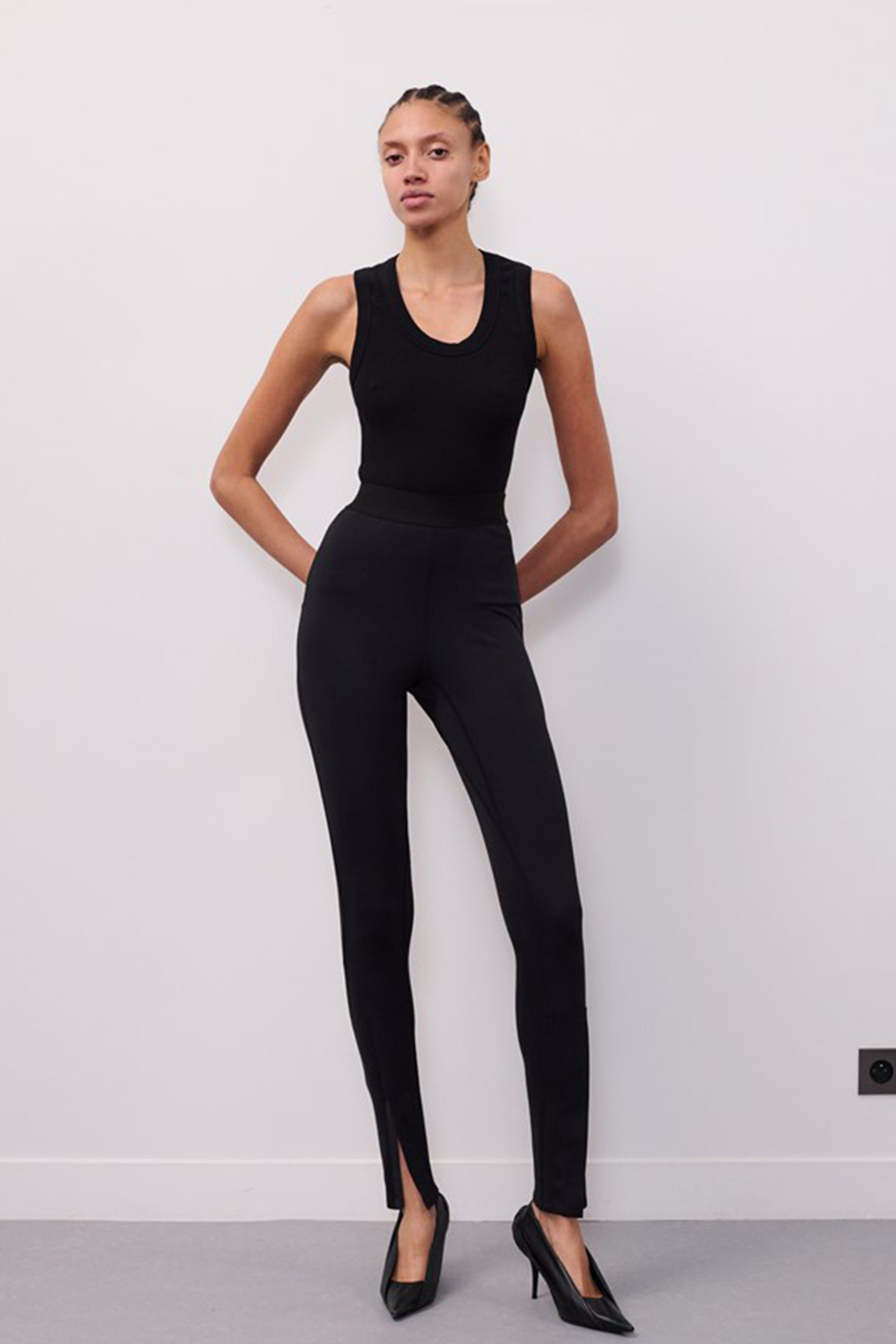 WARDROBE.NYC SCOOP NECK TANK IN BLACK | THE NEW TREND