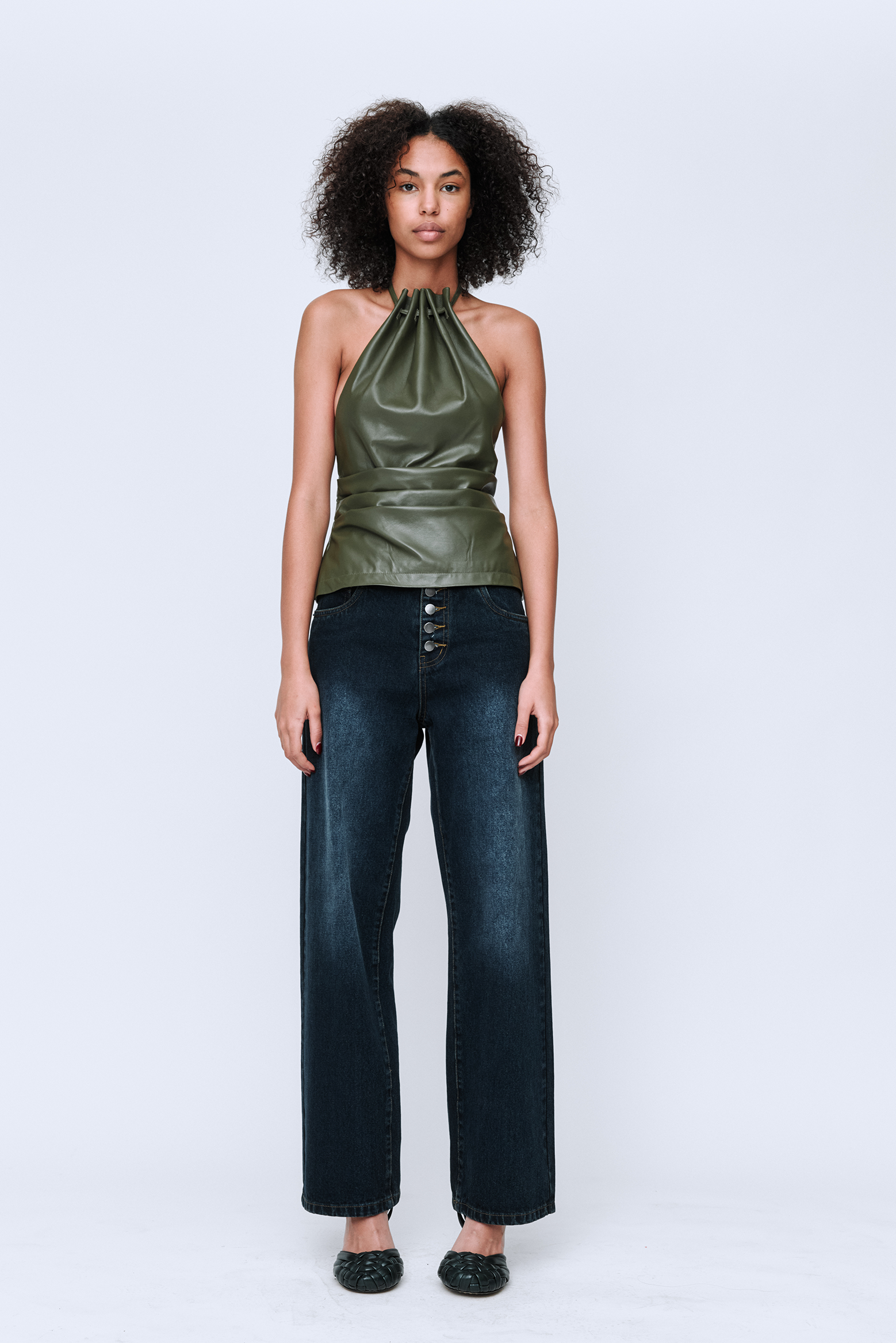 WYNN HAMLYN MAX LEATHER TOP IN KHAKI | THE NEW TREND
