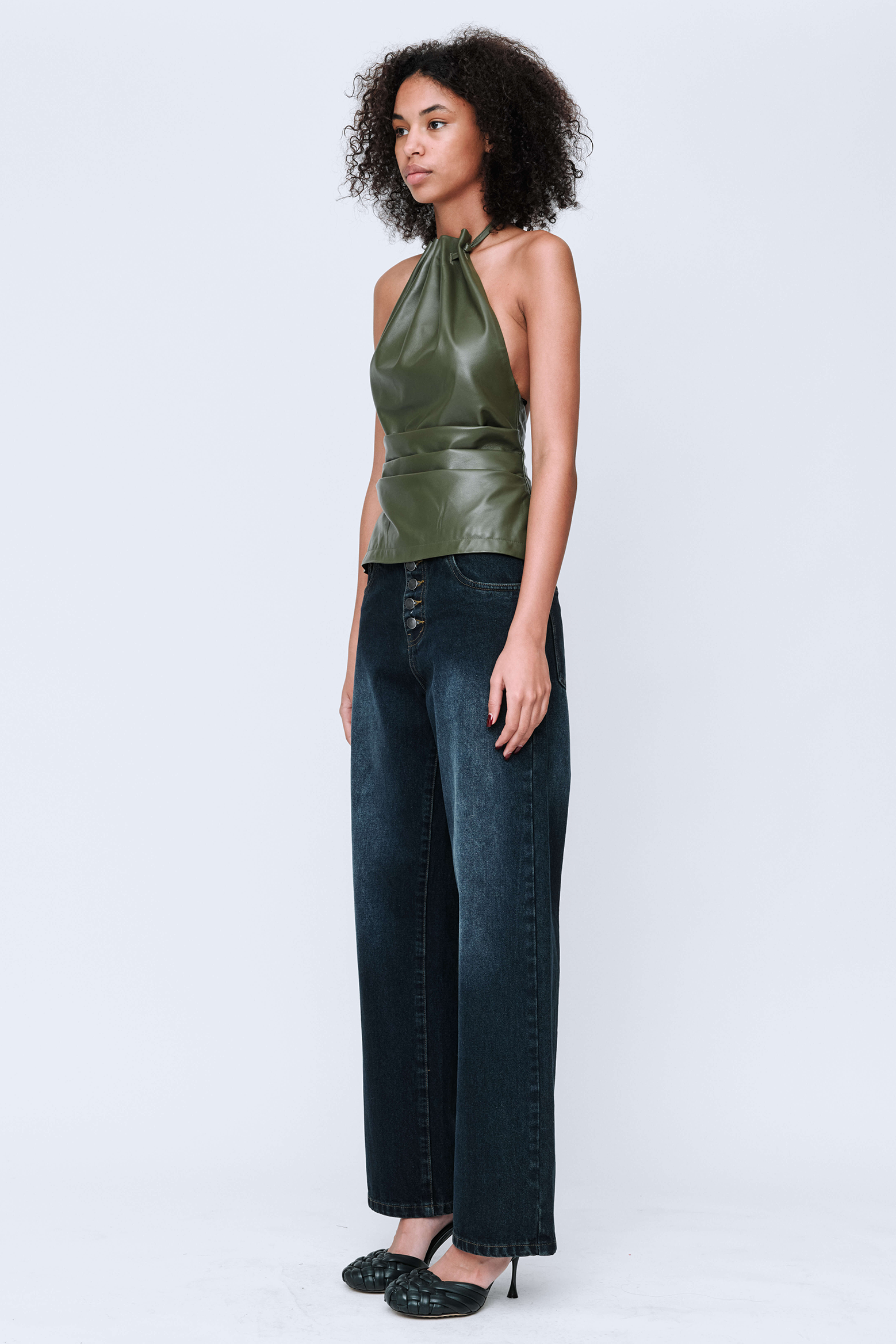 WYNN HAMLYN MAX LEATHER TOP IN KHAKI | THE NEW TREND