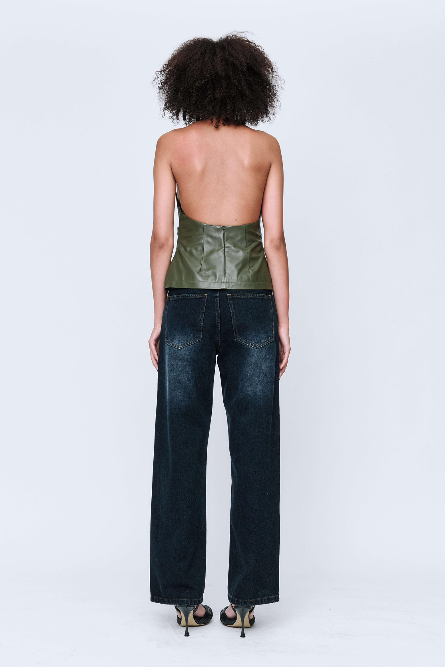 WYNN HAMLYN MAX LEATHER TOP IN KHAKI | THE NEW TREND