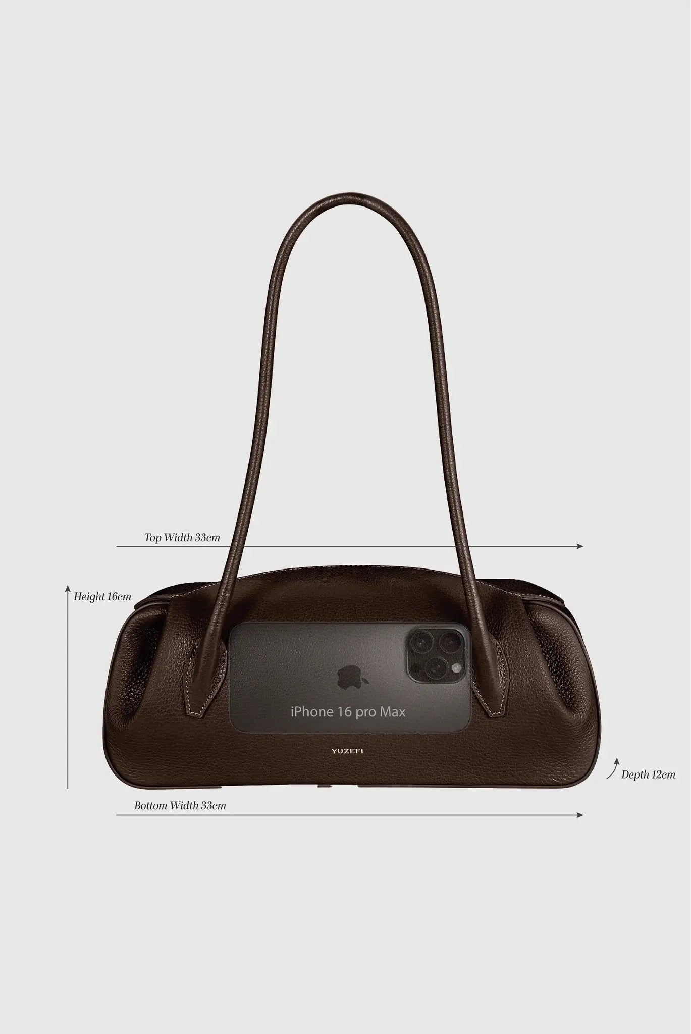 YUZEFI OYSTER PEBBLE GRAIN LEATHER SHOULDER BAG | THE NEW TREND