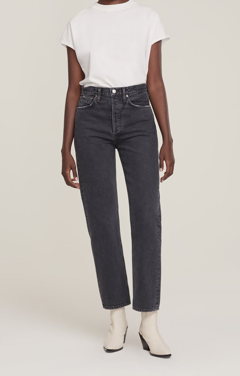 Agolde 90 s Pinch Waist Jean In Black Tea The New Trend