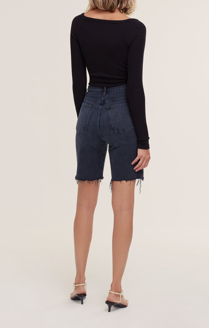 Agolde 90s Pinch Waist Denim Shorts in Black from The New Trend