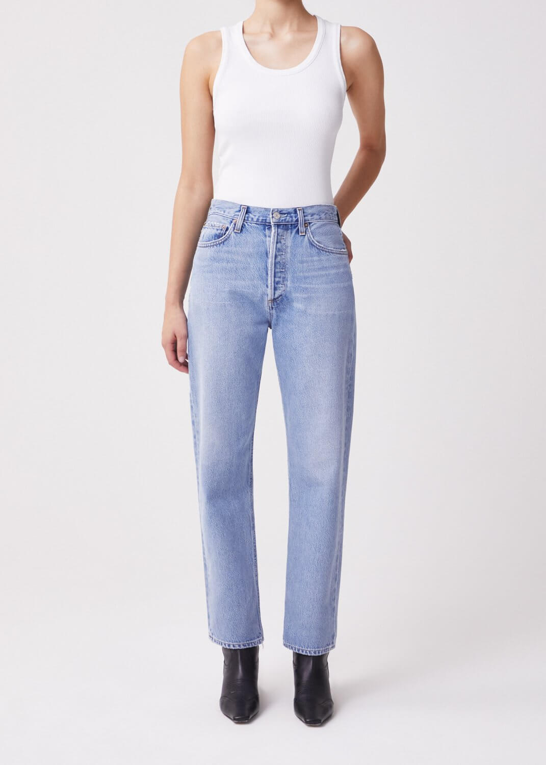 Agolde 90 s Pinch Waist Straight Jeans in Soundwave The New Trend