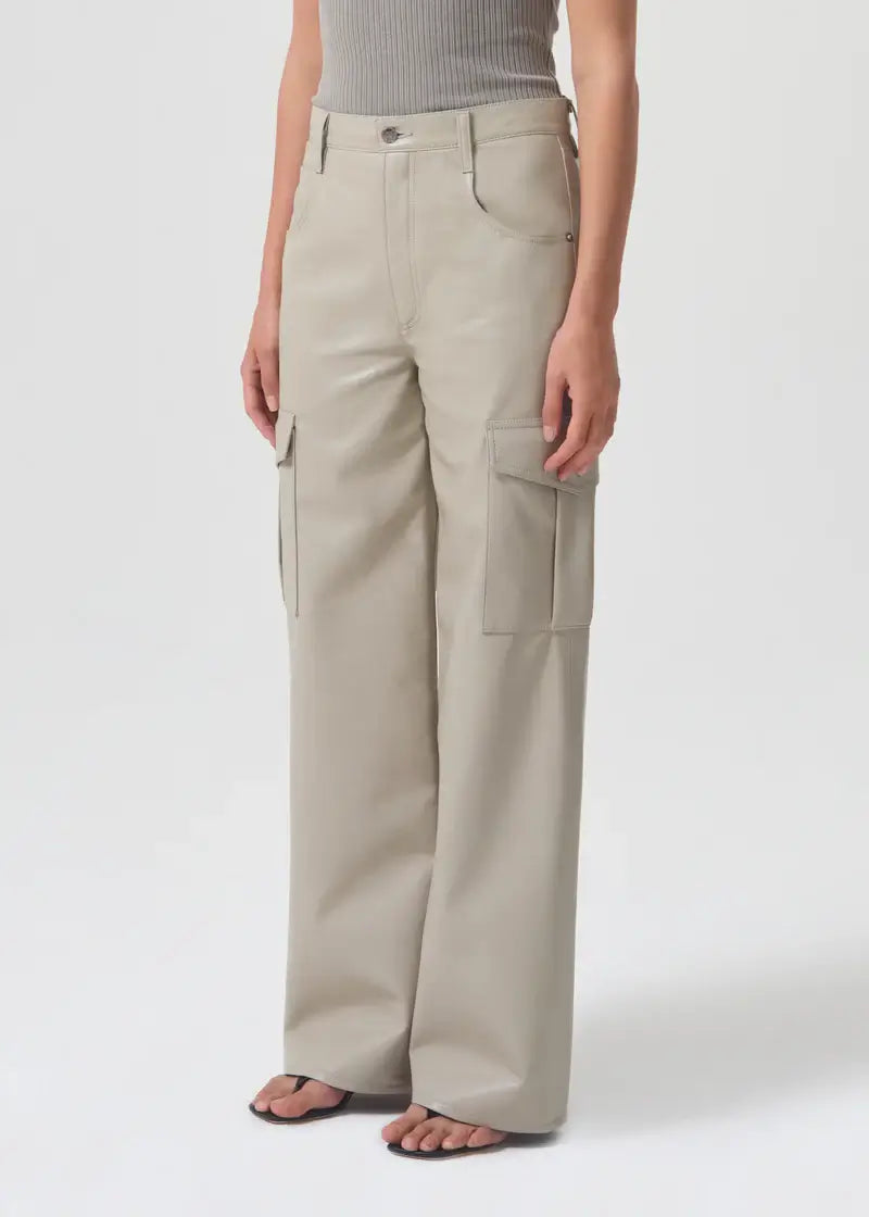 Agolde Recycled Leather Minka Cargo Pant in Toast from The New Trend 