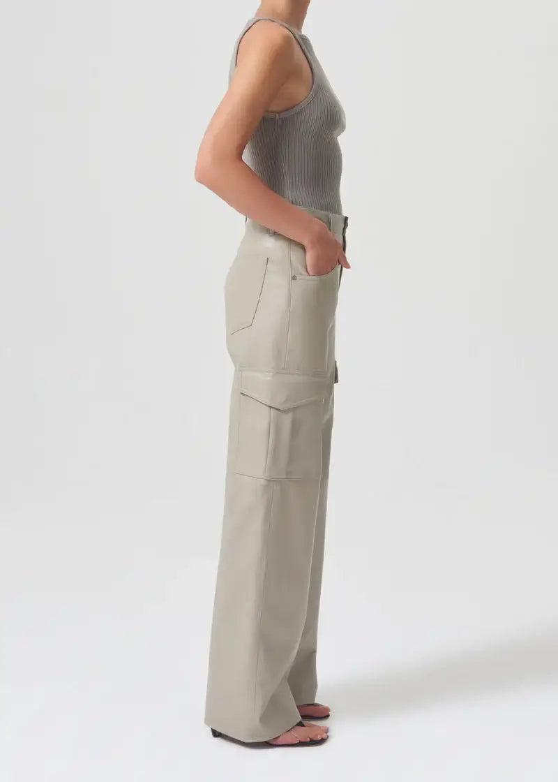 Agolde Recycled Leather Minka Cargo Pant in Toast from The New Trend 