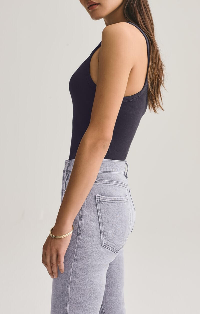 Agolde Rib Tank in Black available at The New Trend