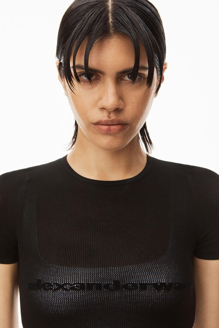 ALEXANDER WANG.T Logo Mesh Tee in Black | The New Trend