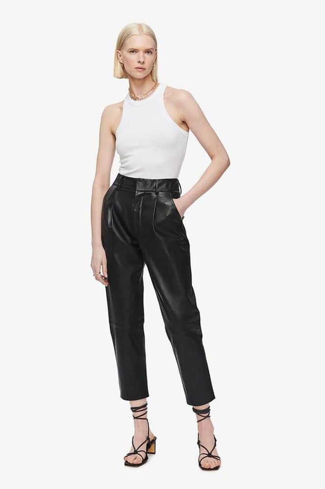 Anine Bing Becky Leather Trouser in Black from The New Trend