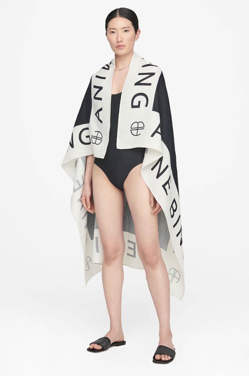 ANINE BING Praia Sarong in Black and Cream | TNT The New Trend