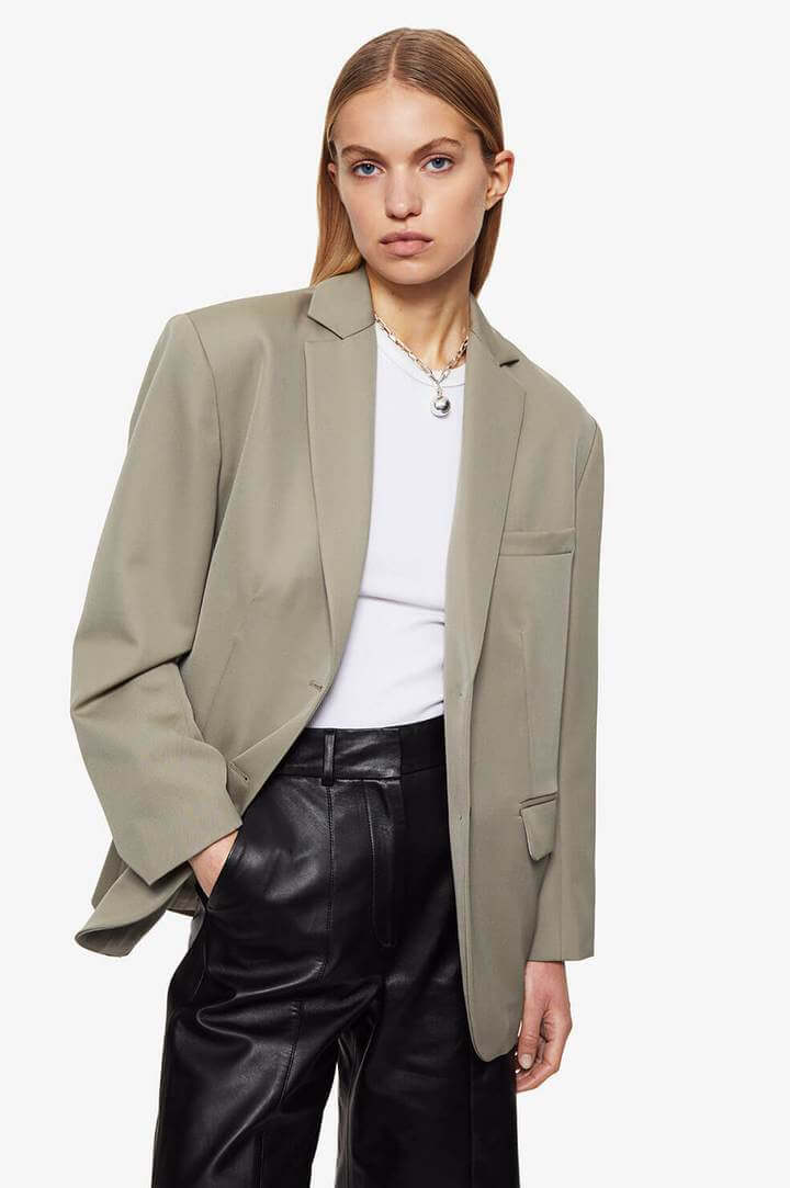 Anine Bing Oversized Quinn Blazer in Green Khaki The New Trend