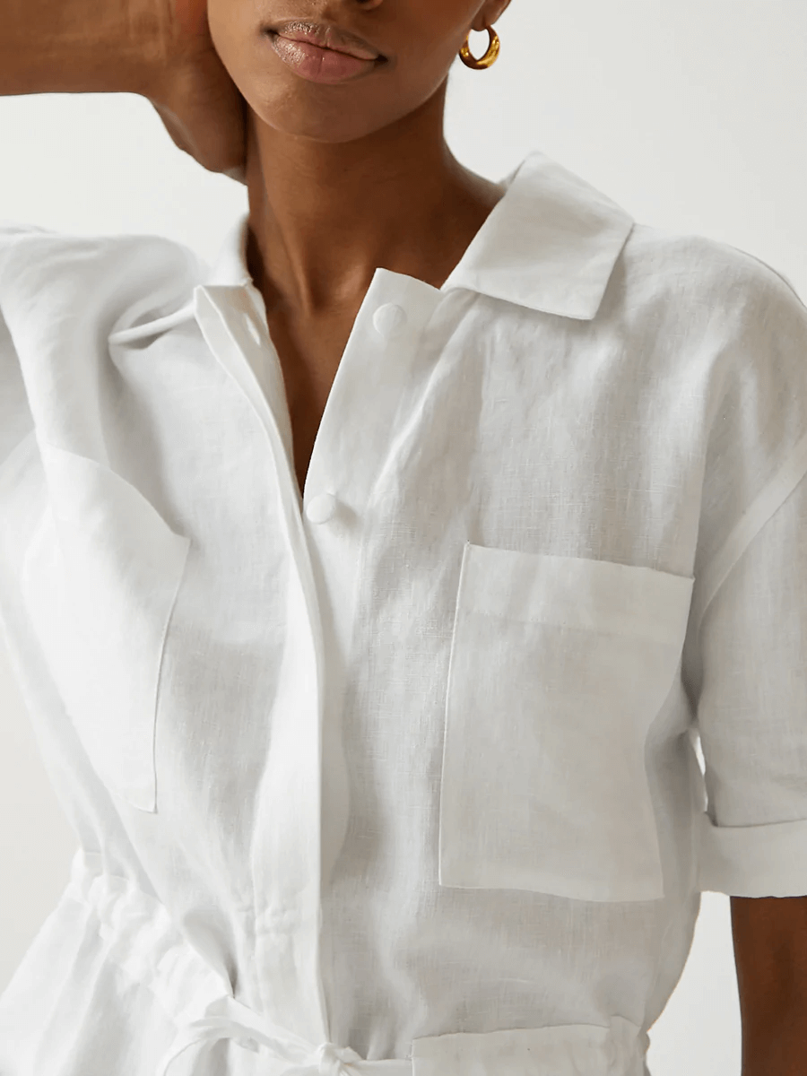 Casa Raki Juana Jumpsuit in Optic White available at The New Trend