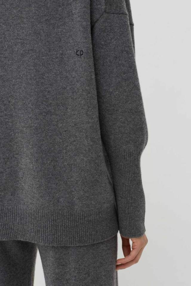 Chinti & Parker Relaxed Polo Cashmere Sweater in Grey from The New Trend