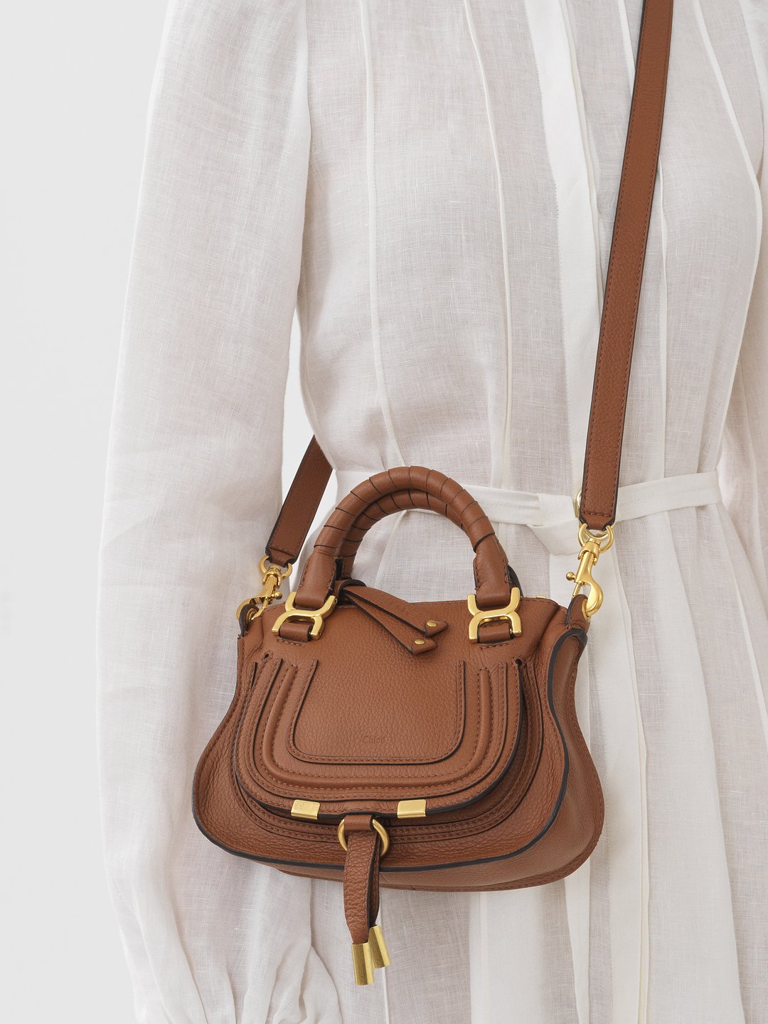 Chloe mini marcie store bag tan