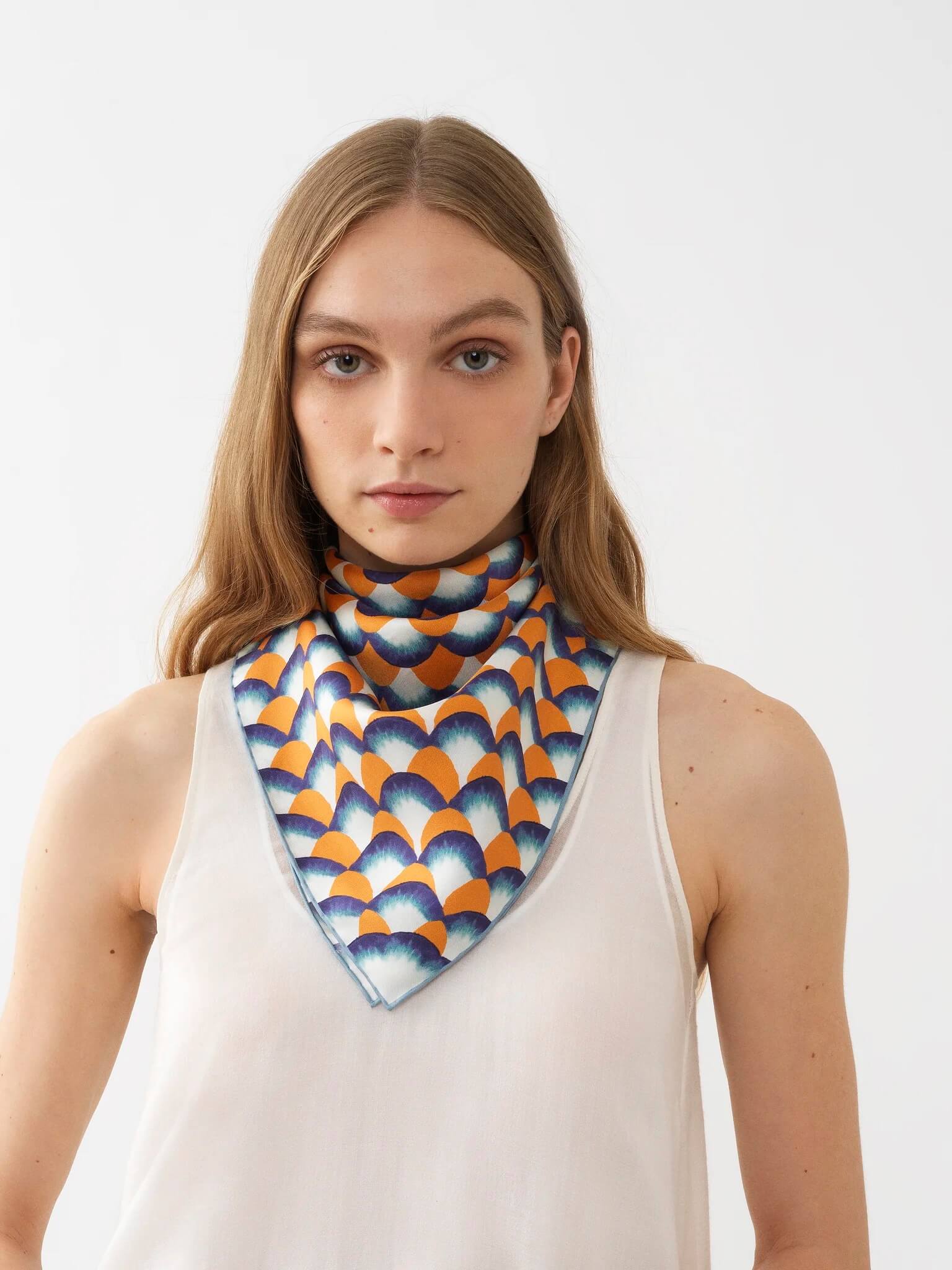 Chloe Multicolour Scallops Scarf in Yellow from The New Trend