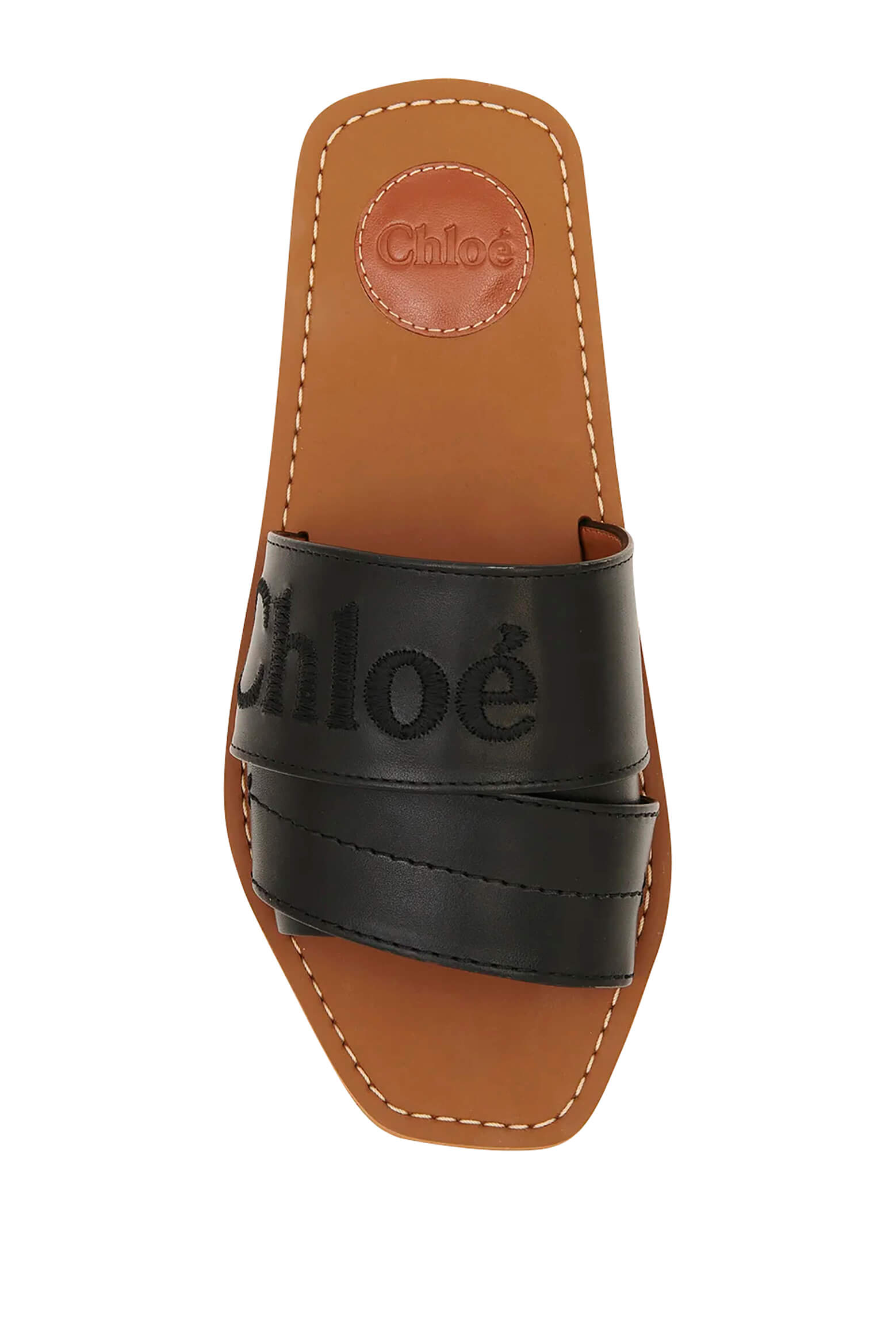 Chlo Woody Leather Slide in Black The New Trend