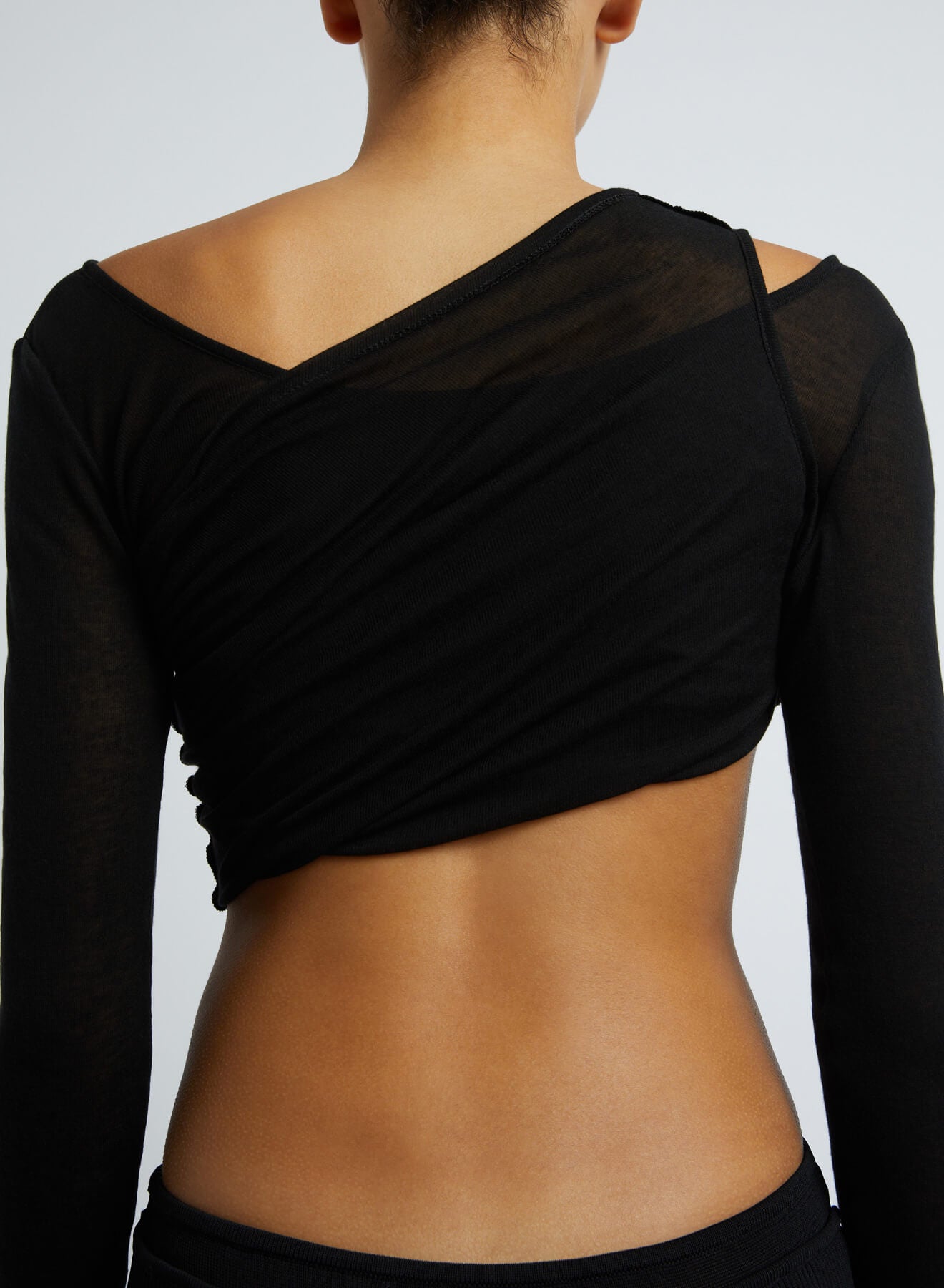 Christopher Esber Folded Crop Long Sleeve Top in Black available at TNT The New Trend Australia.