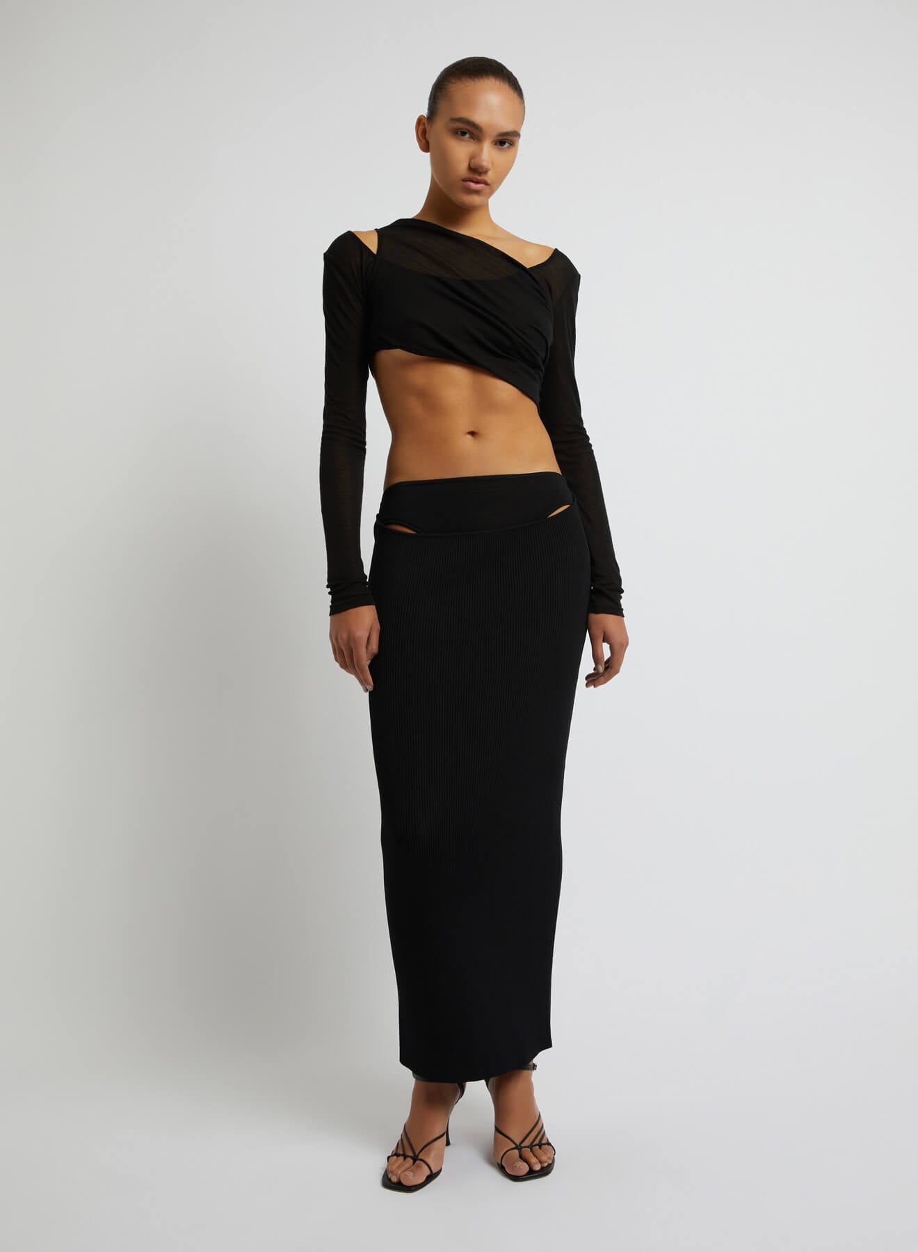 Christopher Esber Folded Crop Long Sleeve Top in Black available at TNT The New Trend Australia.