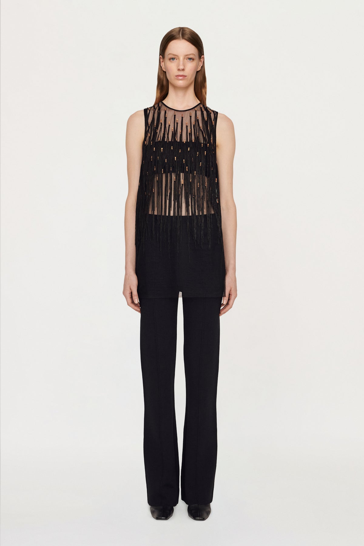 Clea Amie Beaded Tunic in Black Fringe available at TNT The New Trend Australia. Free shipping on orders over $300 AUD.