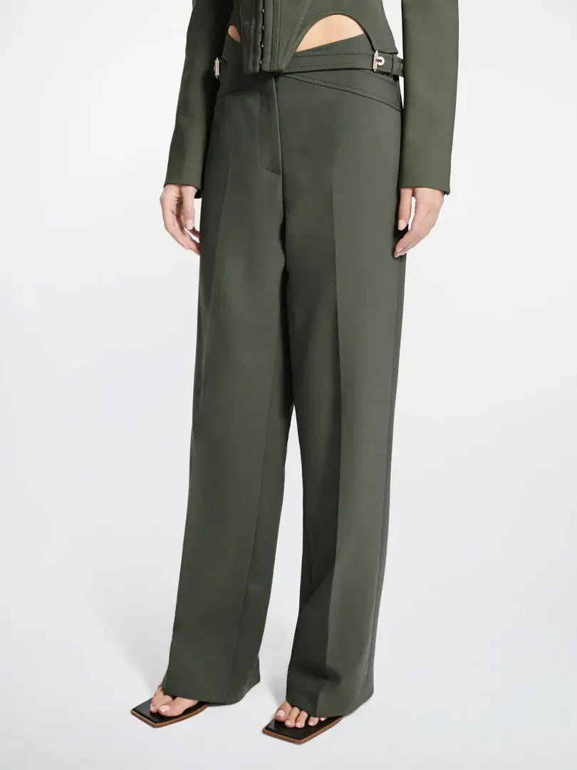 Dion Lee Interlocked Wool Trousers in Shadow Green from The New Trend