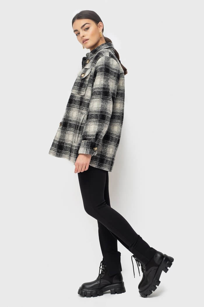 Ducie London Exclusive Check Oversize Shirt Short from The New Trend