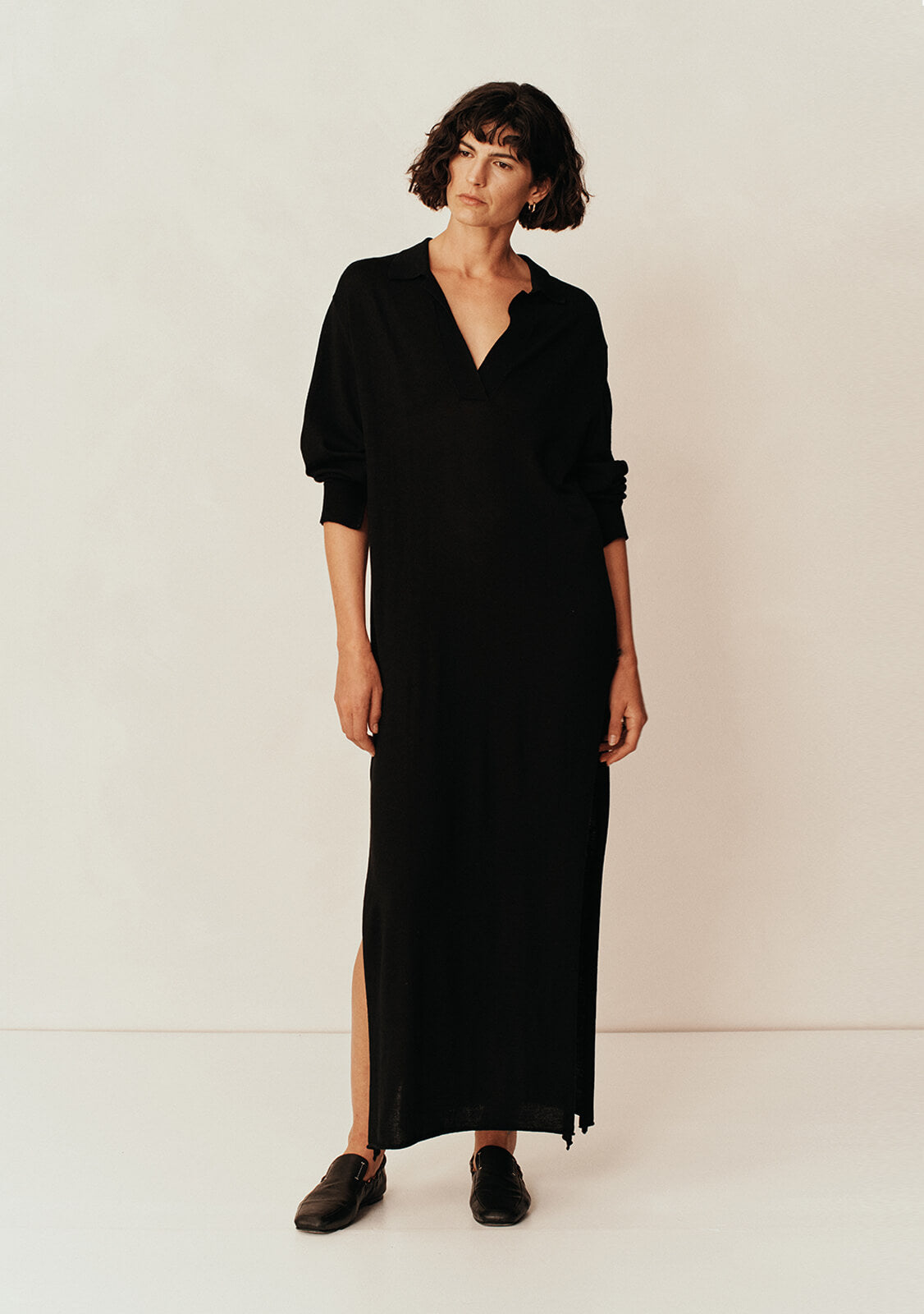 Esse Amor Collared Knit Dress in Black available at TNT The New Trend Australia.