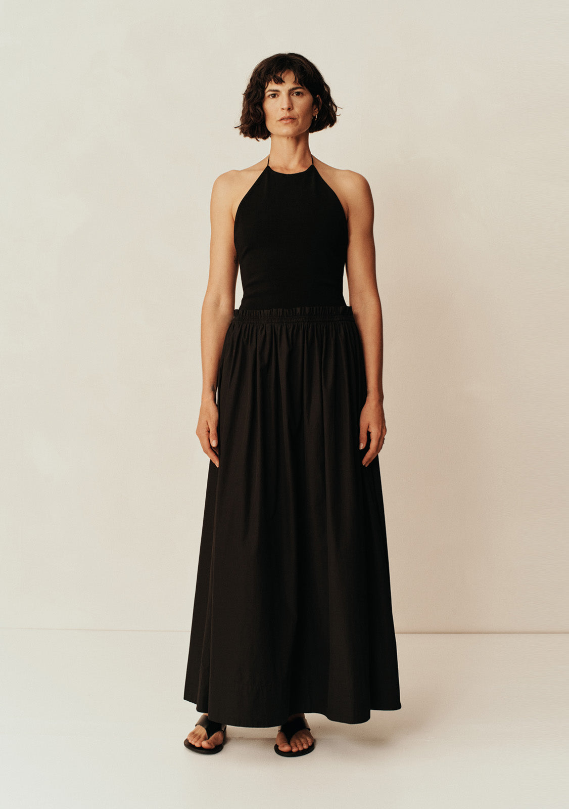 ESSE Halter Knit Cotton Tank Midi Dress in Black | TNT The New Trend