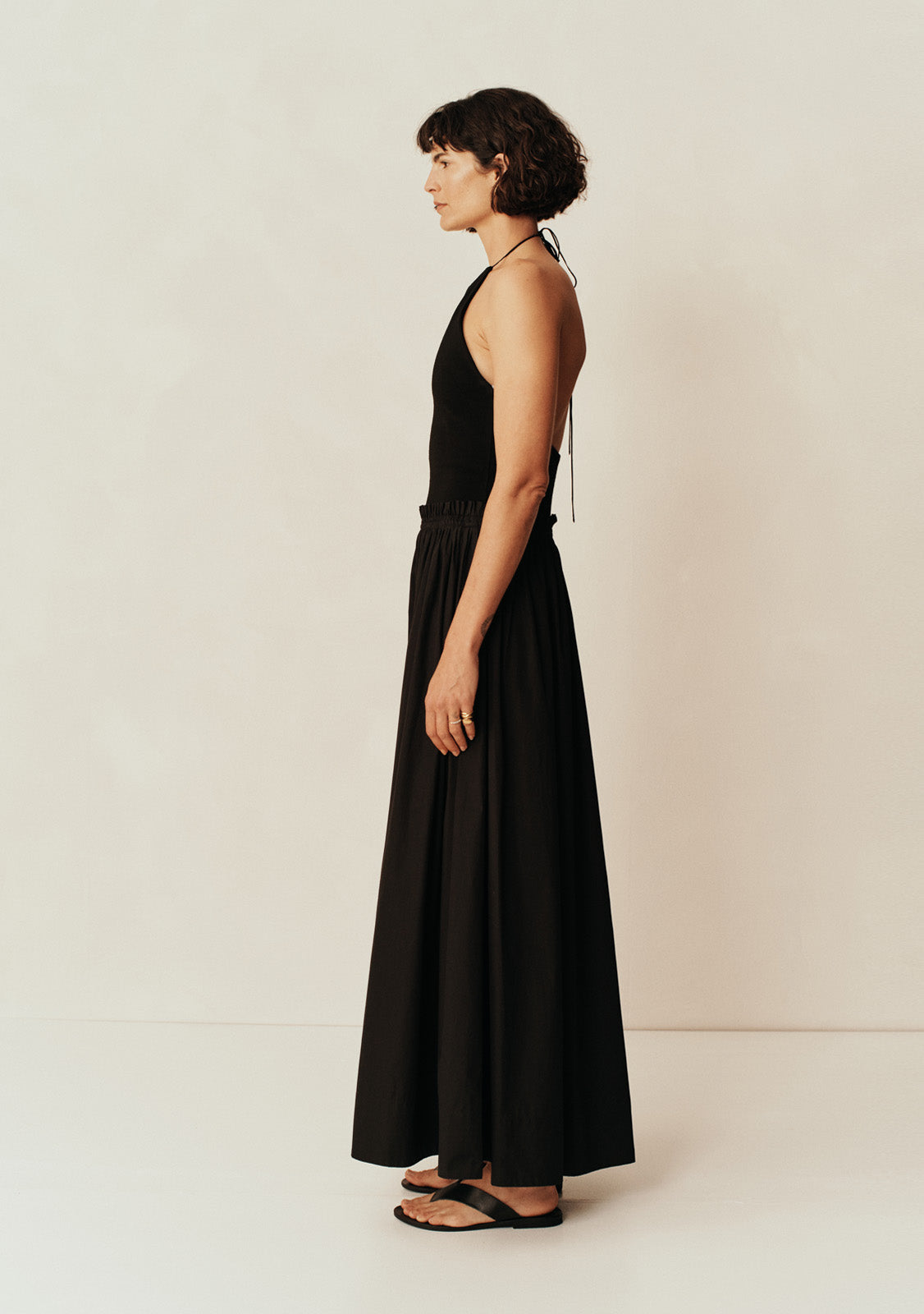 ESSE Halter Knit Cotton Tank Midi Dress in Black | TNT The New Trend