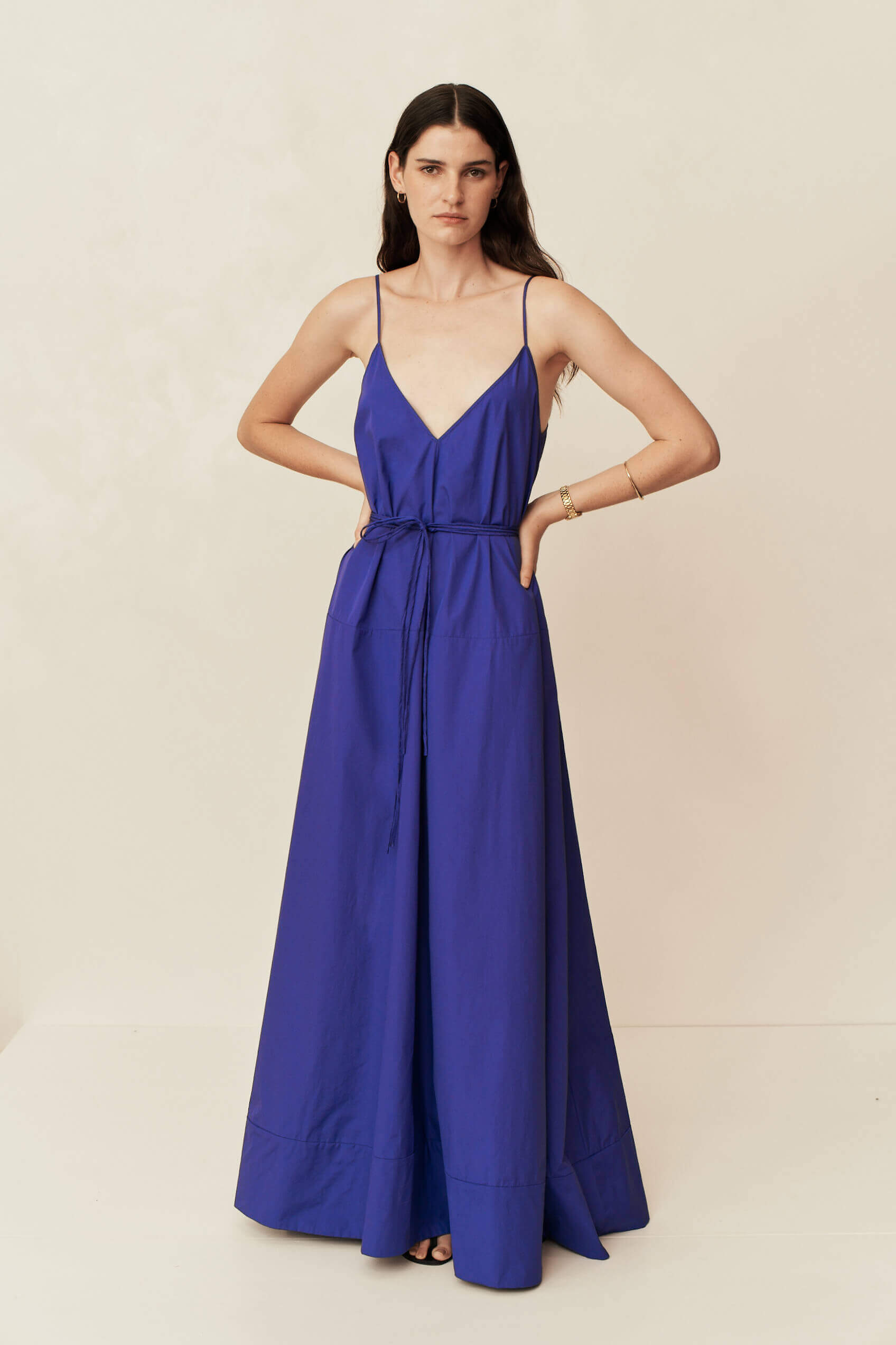 Esse Strap V Midi Dress in Cobalt from The New Trend