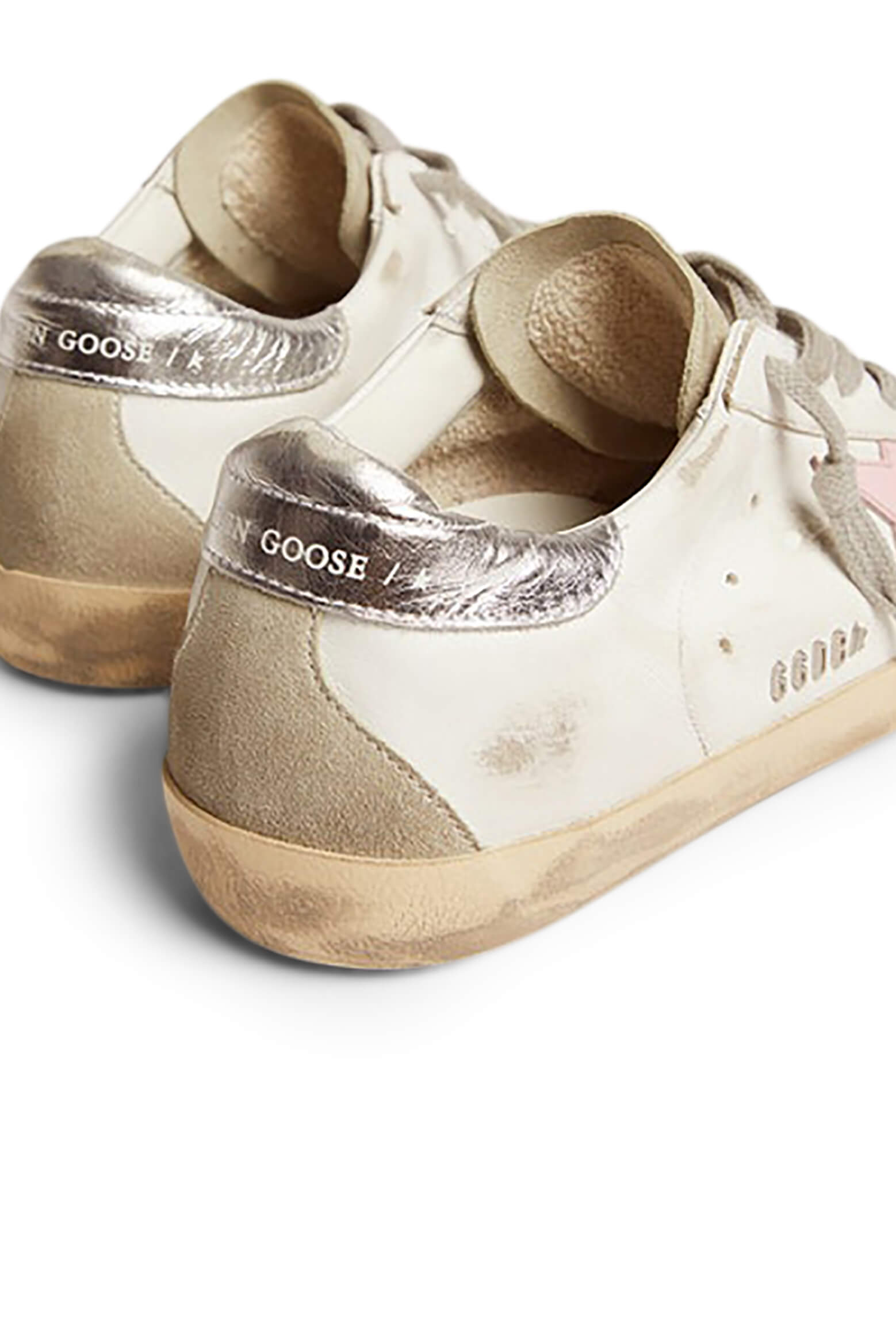 Golden Goose Superstar Sneakers in White Ice Orchid Pink and Silver from The New Trend