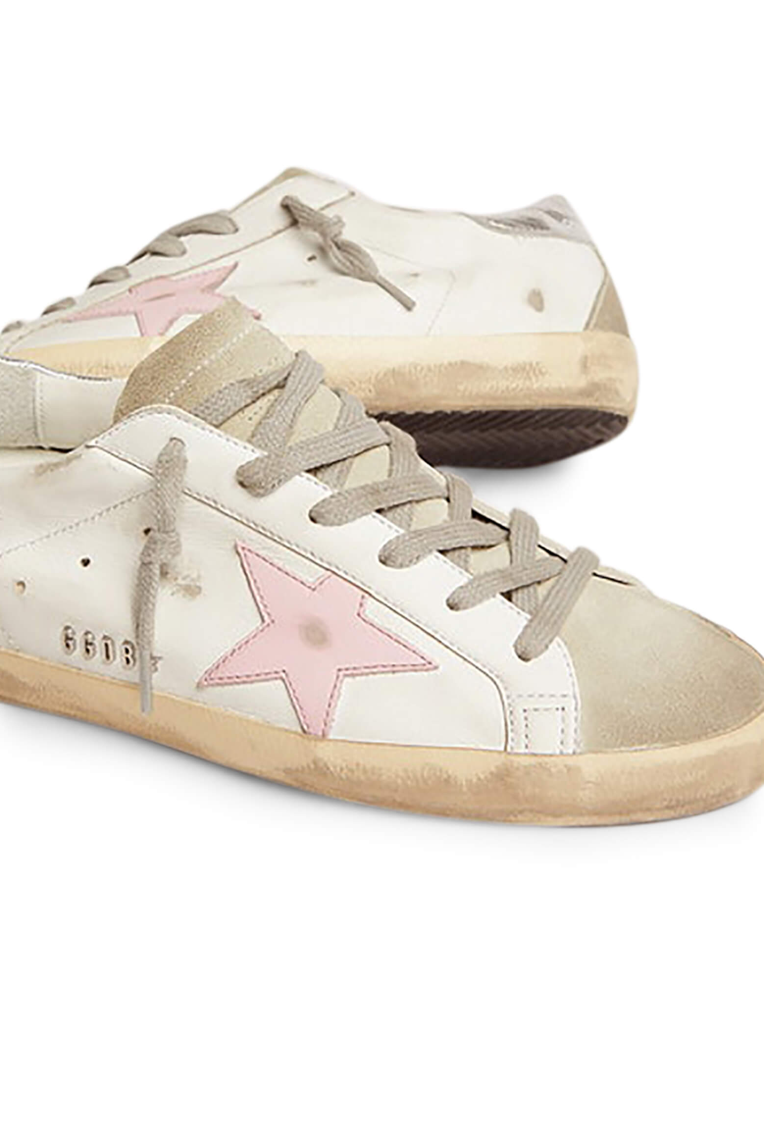Golden Goose Superstar Sneakers in White Ice Orchid Pink and Silver from The New Trend