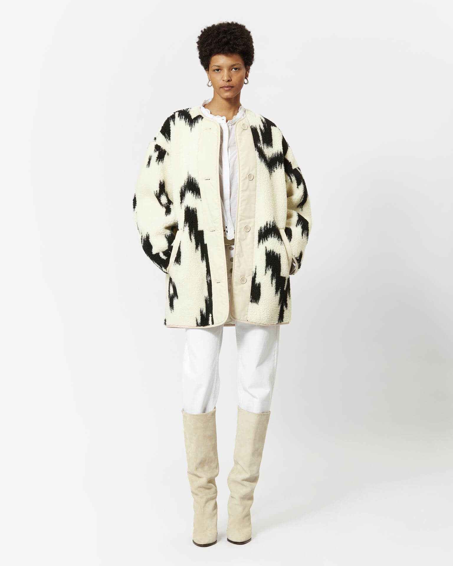 Isabel Marant Himemma Coat in Ecru and Black from The New Trend