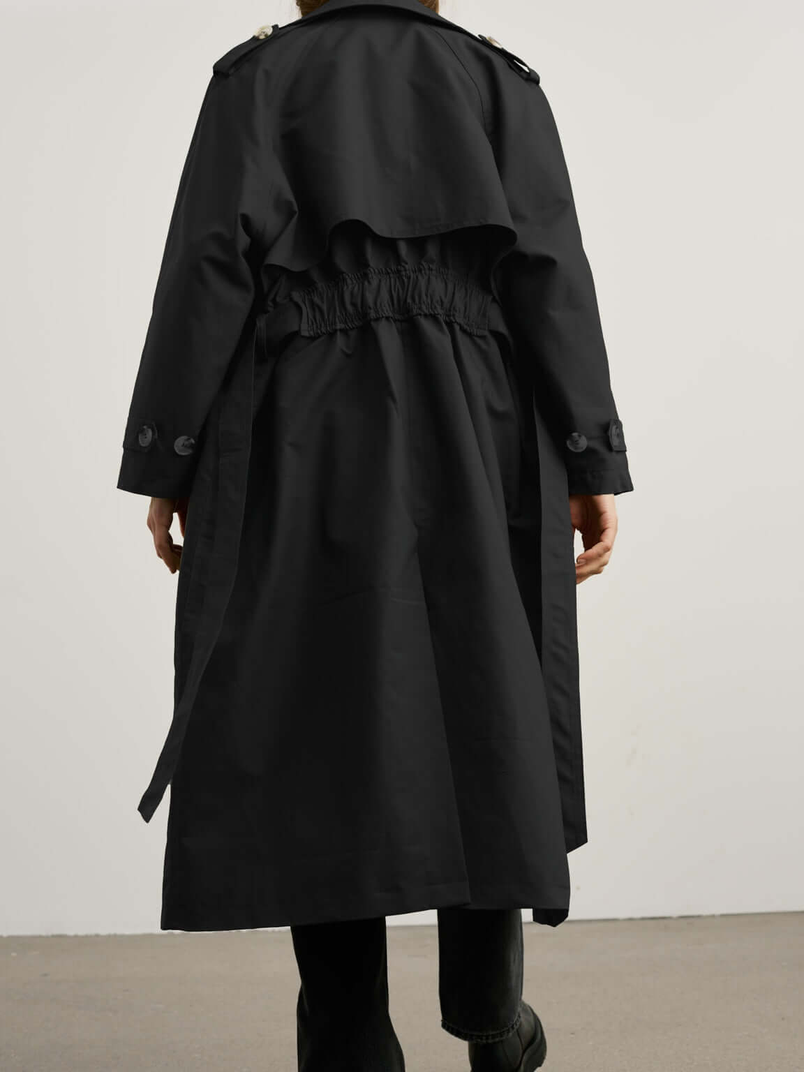 Meotine Cassandra Trench Coat in Black available at TNT The New Trend Australia. Free shipping on orders over $300 AUD.