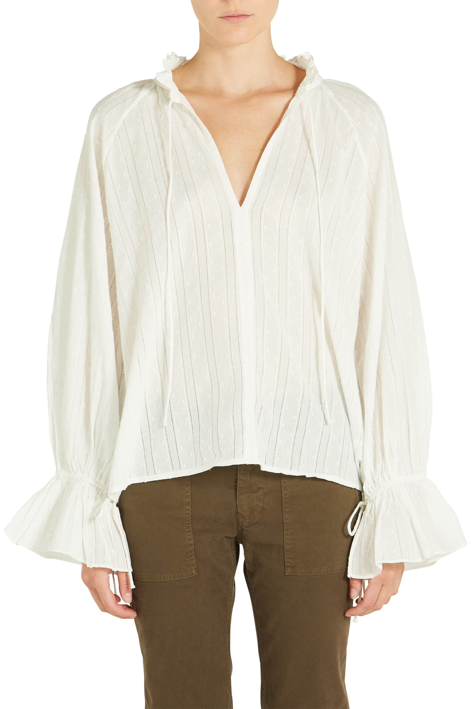 Nili Lotan Thelina Top in Ivory from The New Trend