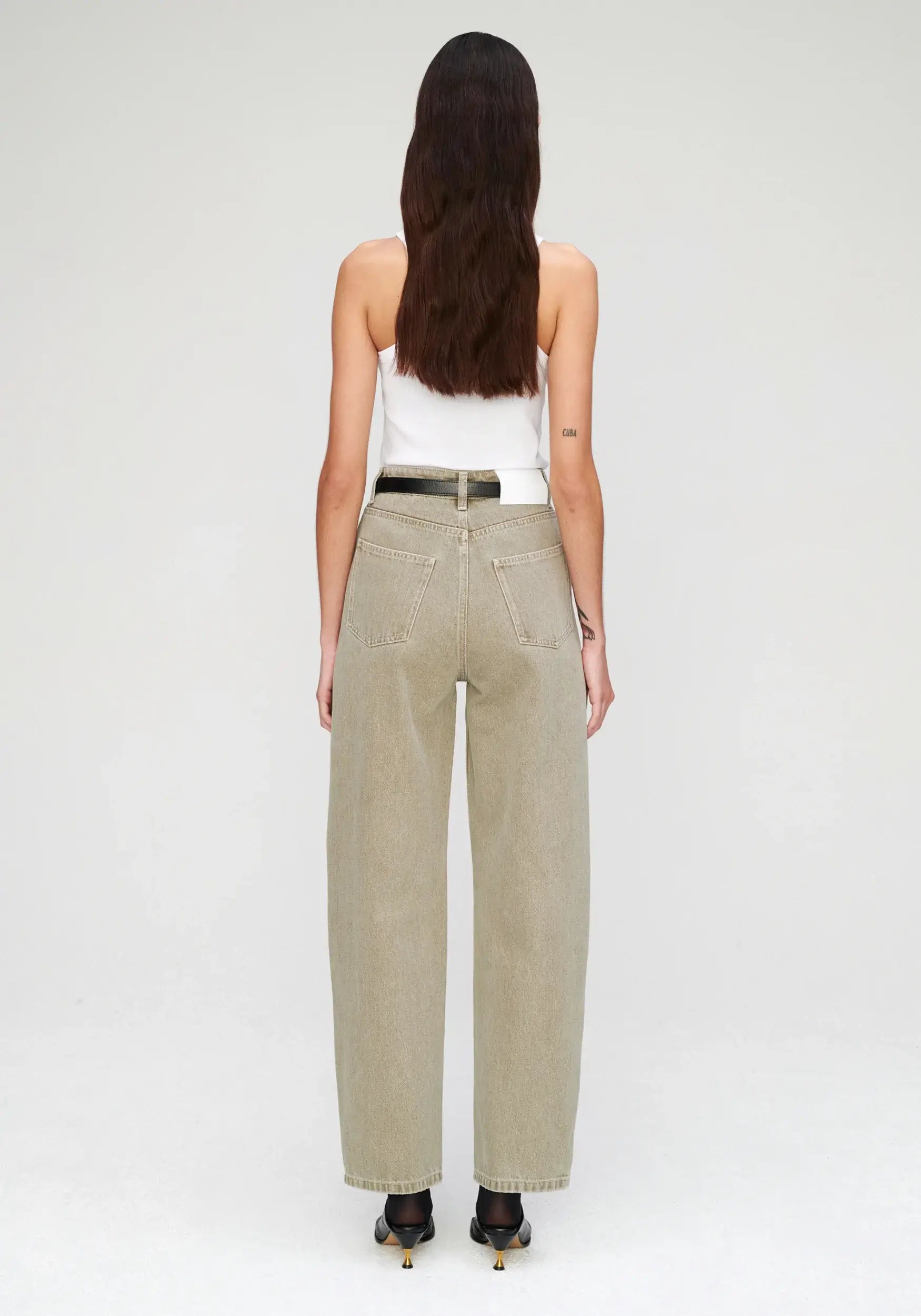 ROHE Dewi Denim in Pebbled Green from The New Trend